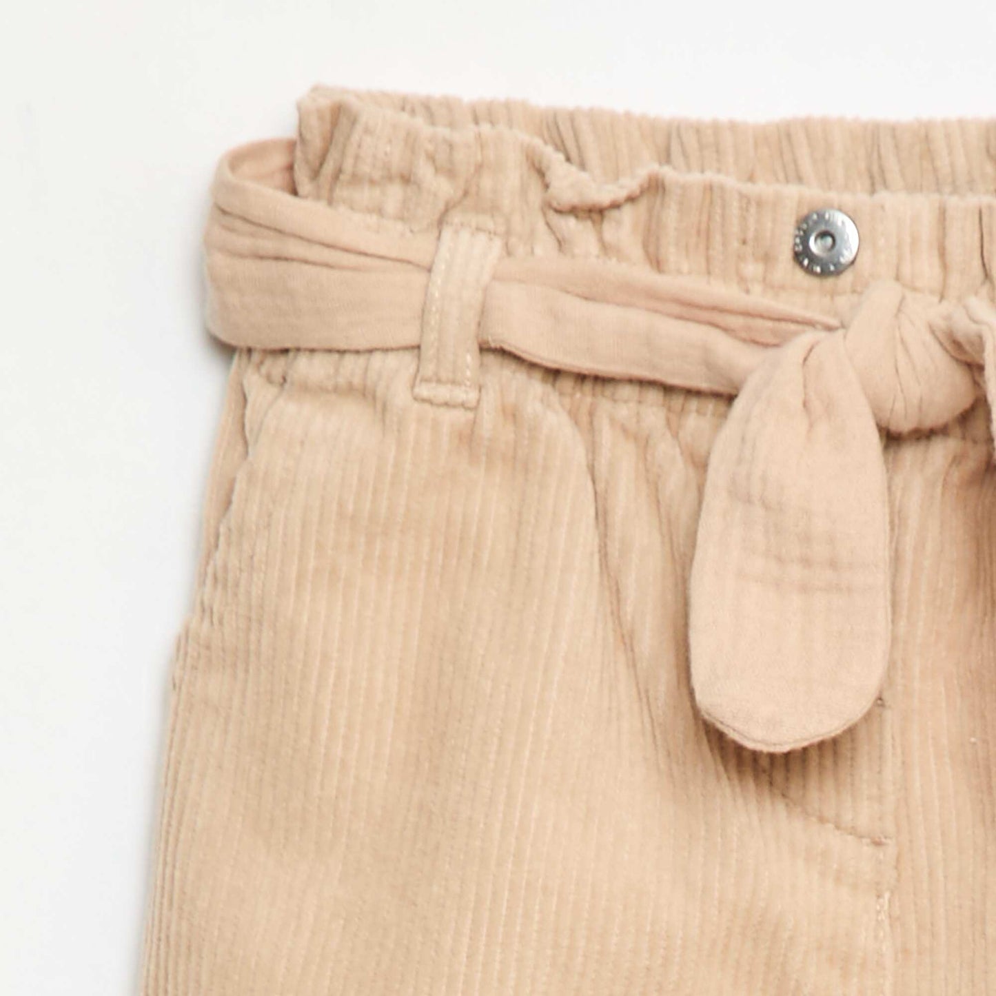Pantalon paperbag en velours côtelé BEIGE