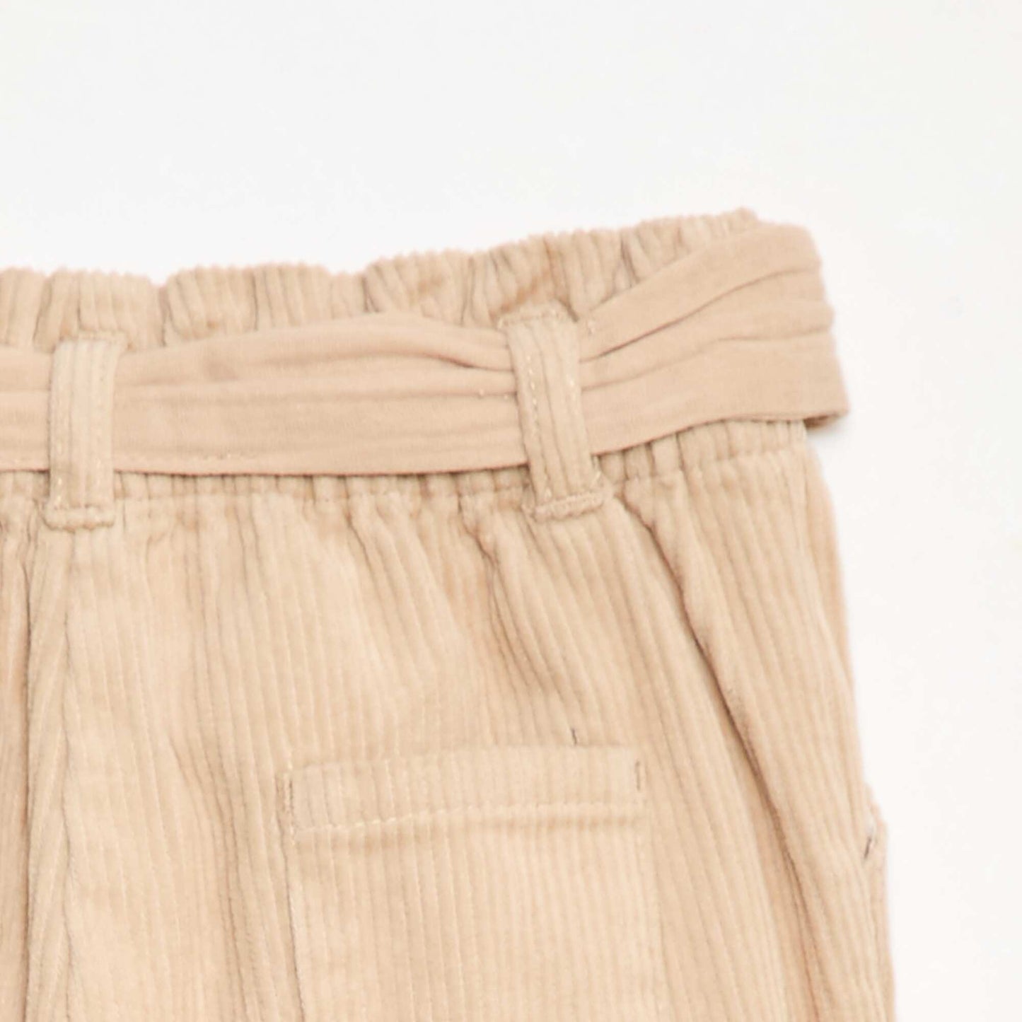 Pantalon paperbag en velours côtelé BEIGE