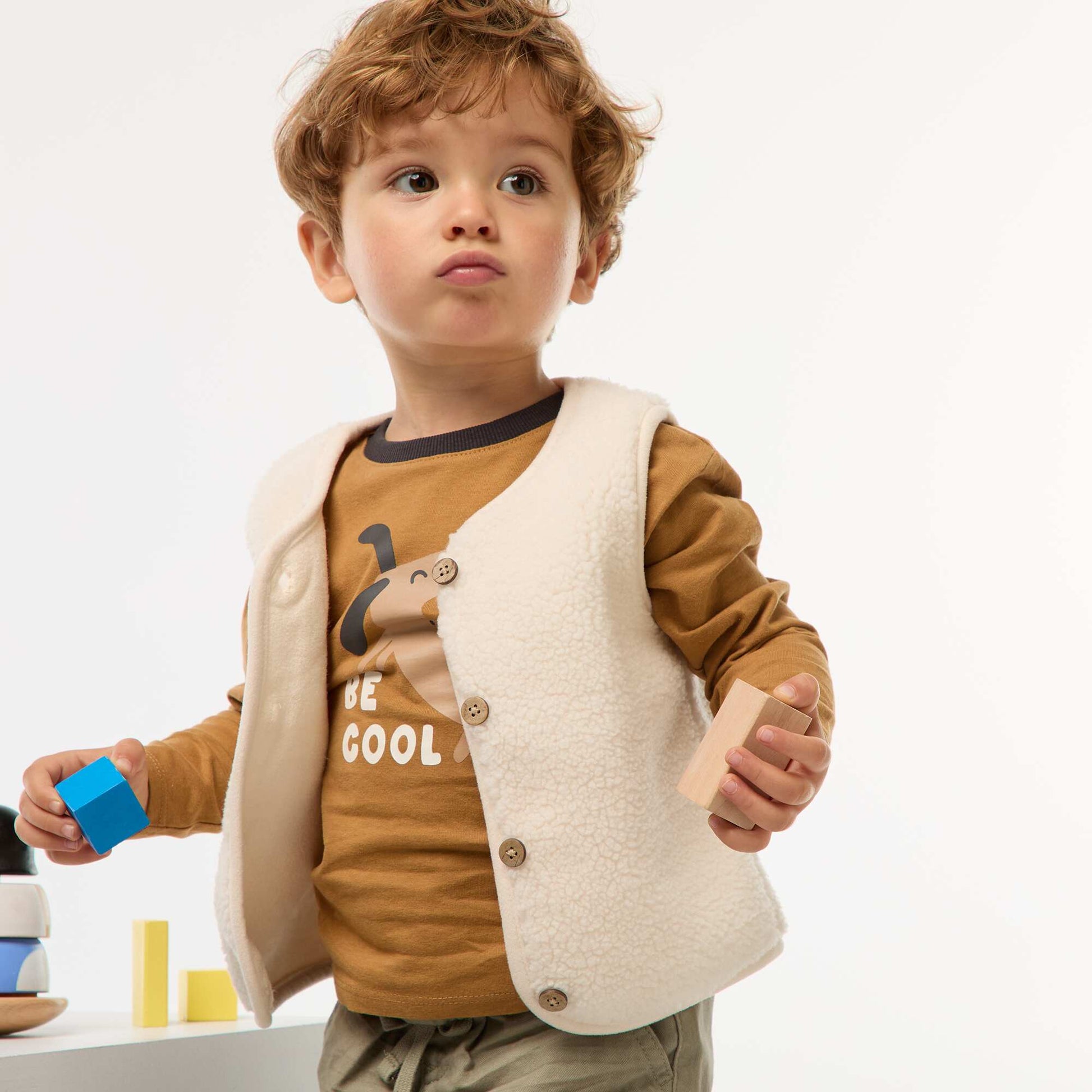 Gilet sans manches effet moutonné BLANC