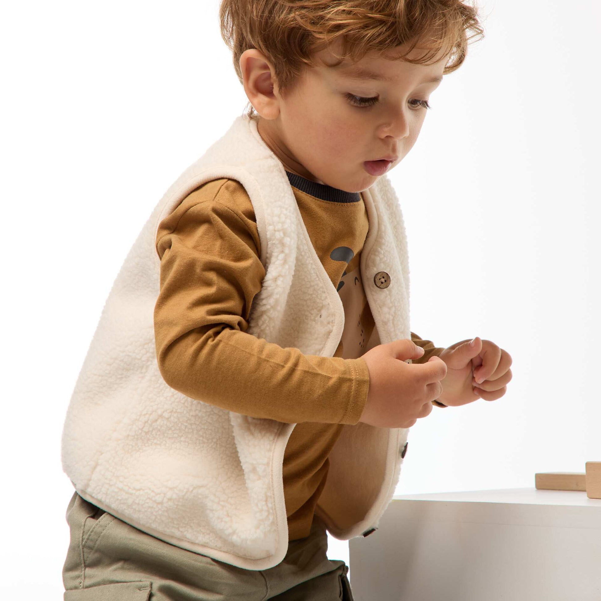 Gilet sans manches effet moutonné BLANC