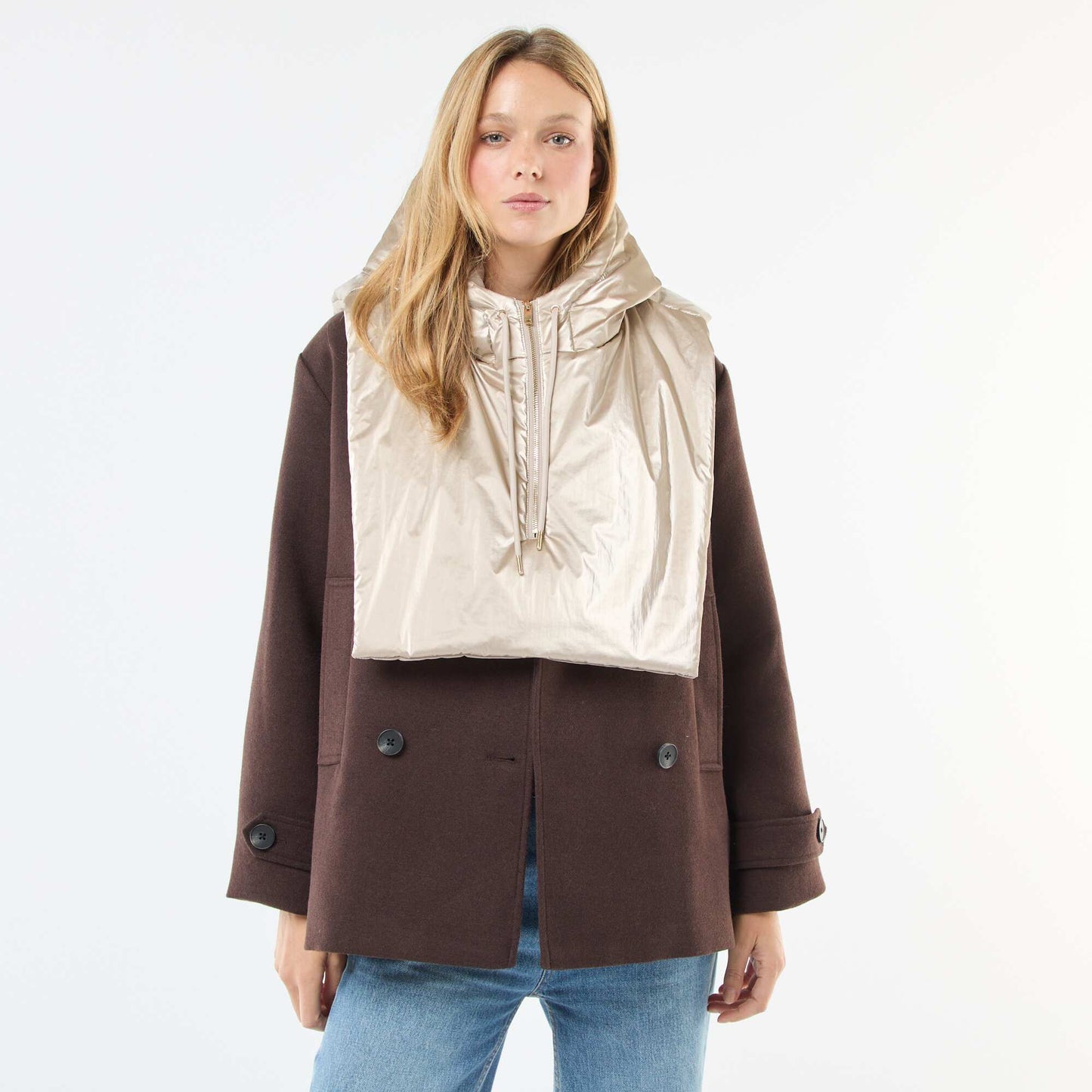 Plastron à capuche argenté BEIGE
