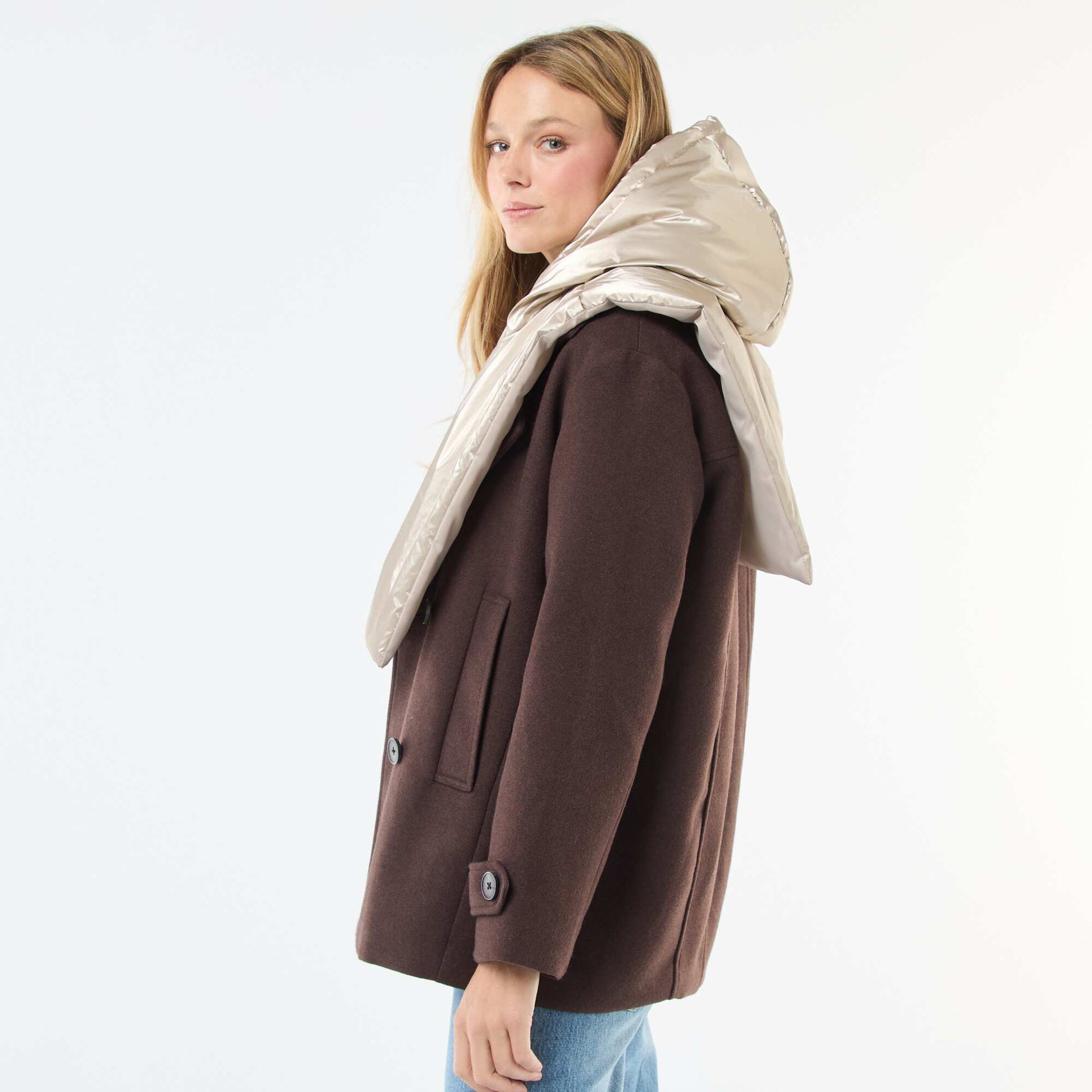 Plastron à capuche argenté BEIGE