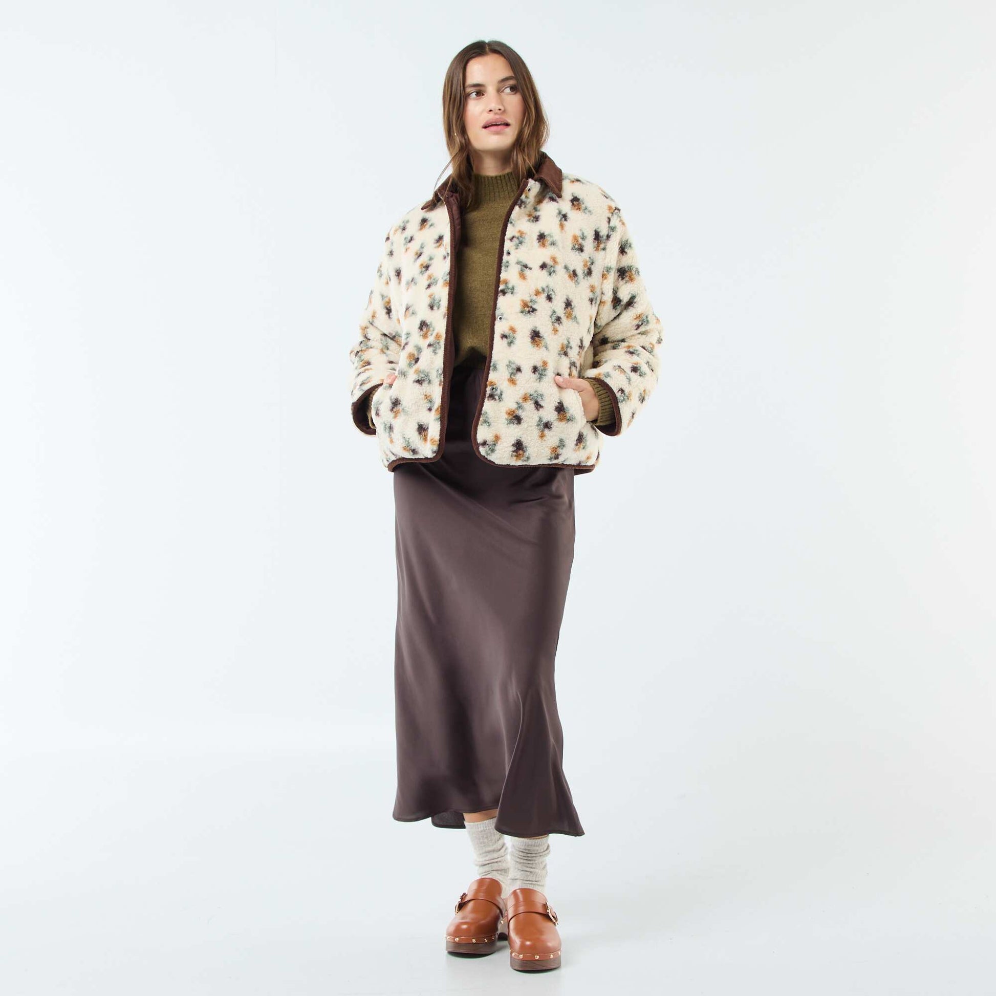 Pull en maille col montant KAKI