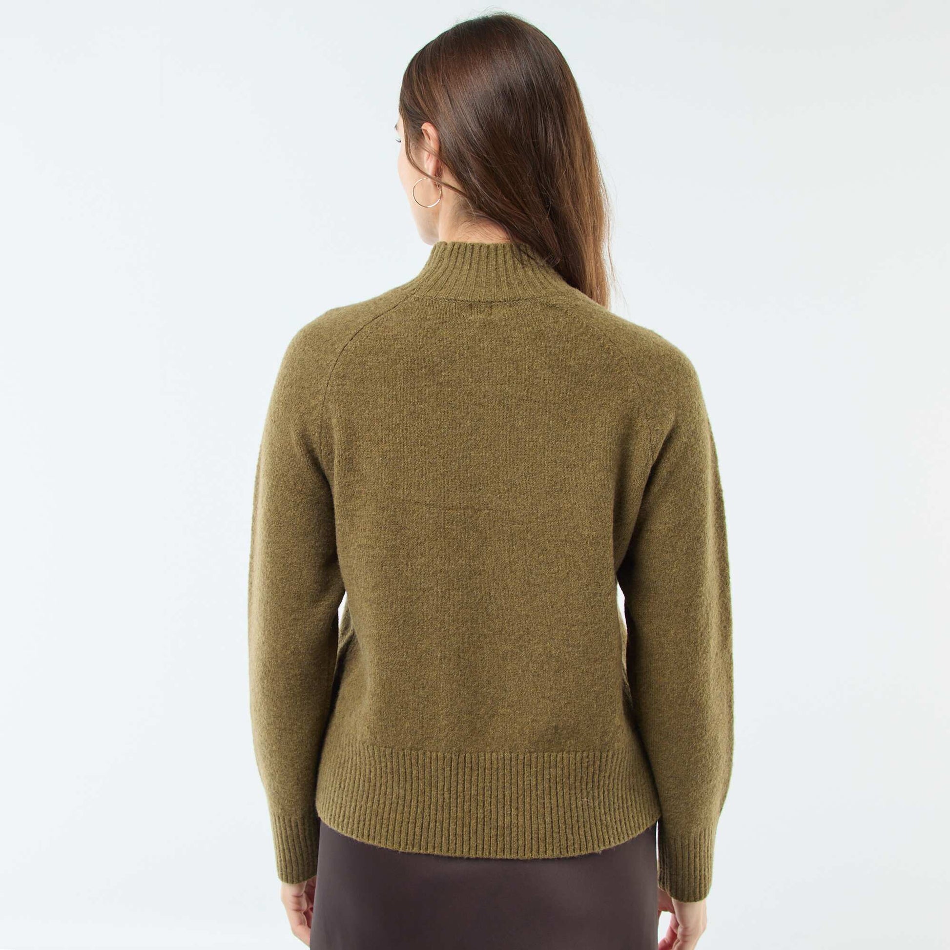 Pull en maille col montant KAKI