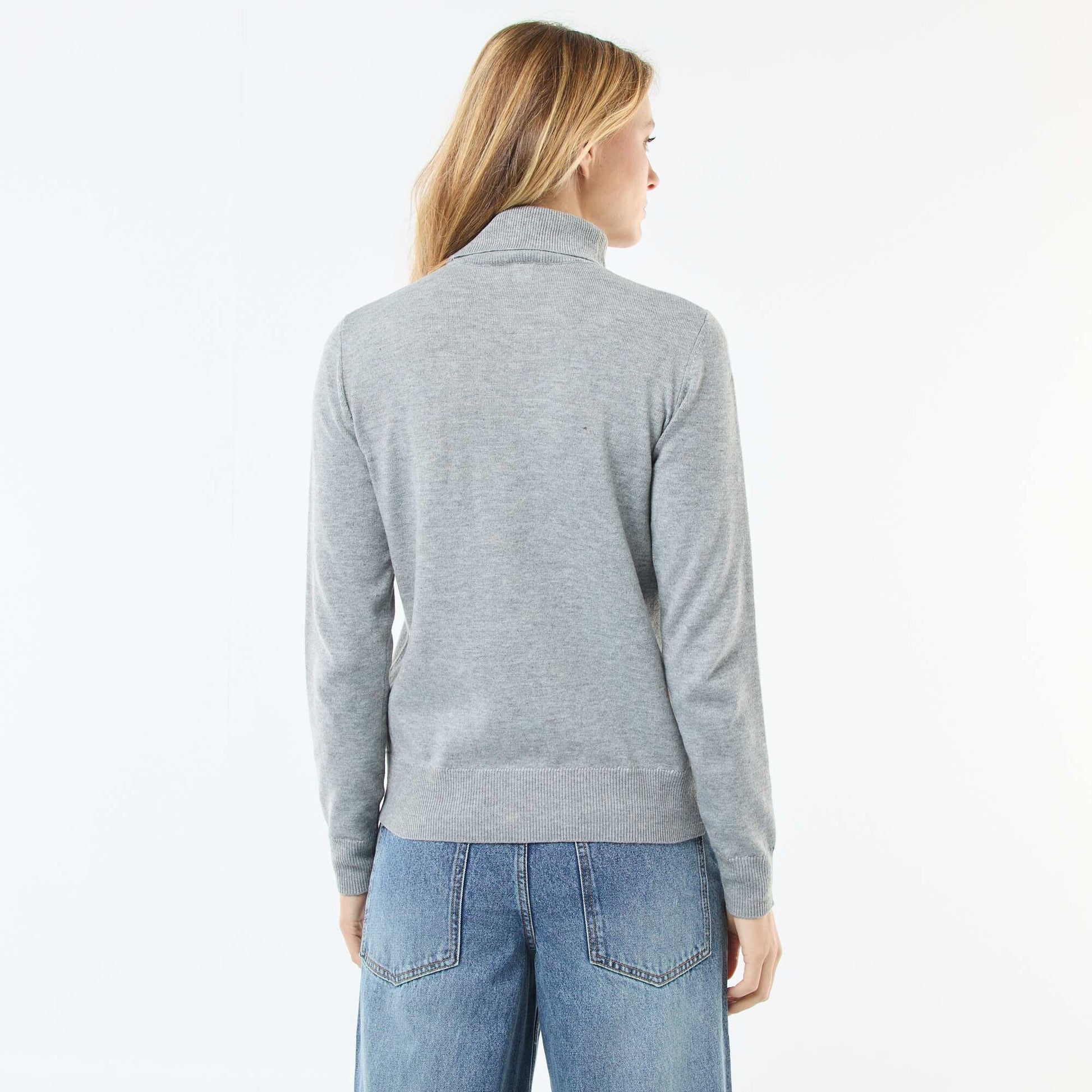 Pull col roulé uni GRIS