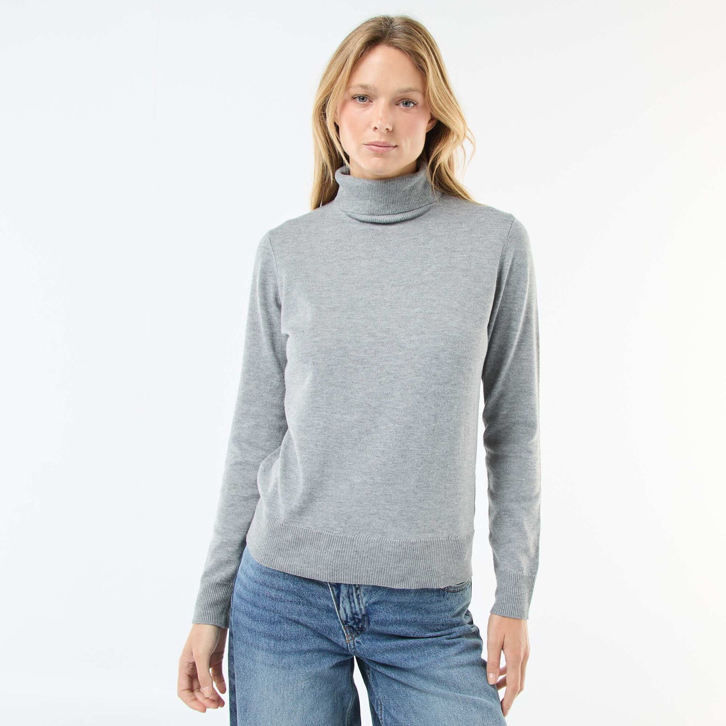 Pull col roulé uni GRIS