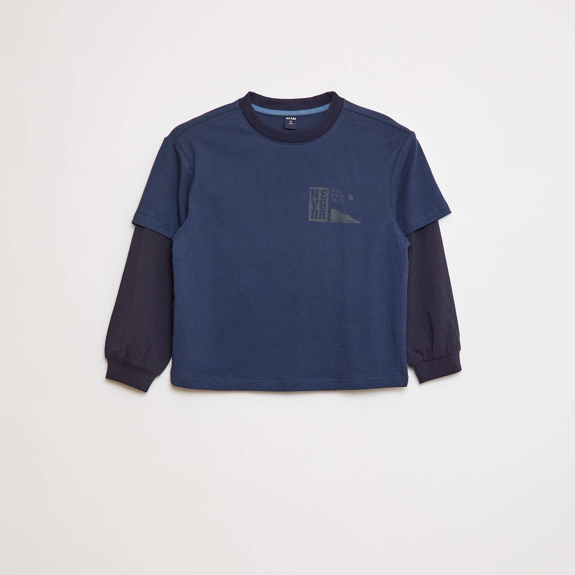 T-shirt à double manche BLEU