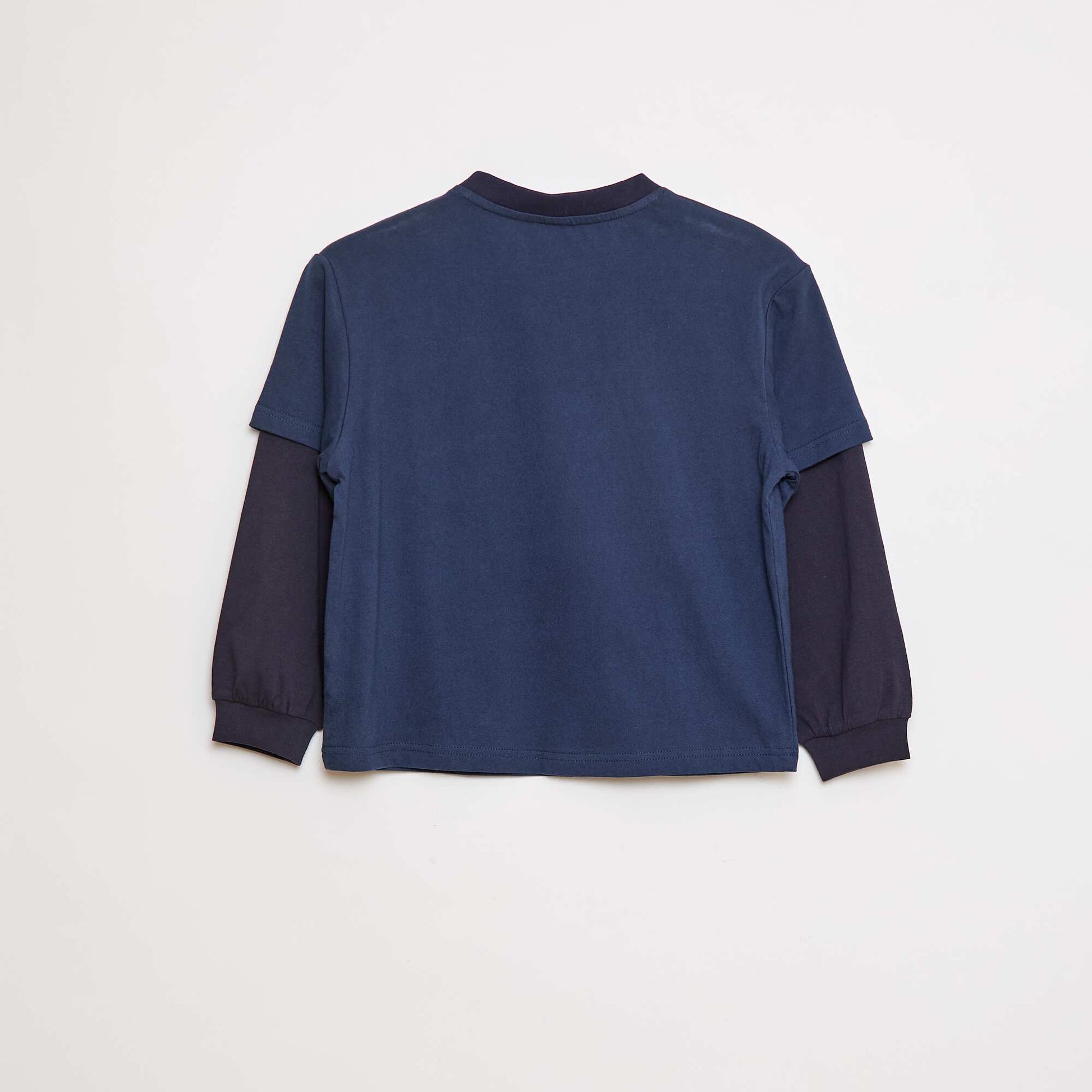 T-shirt à double manche BLEU