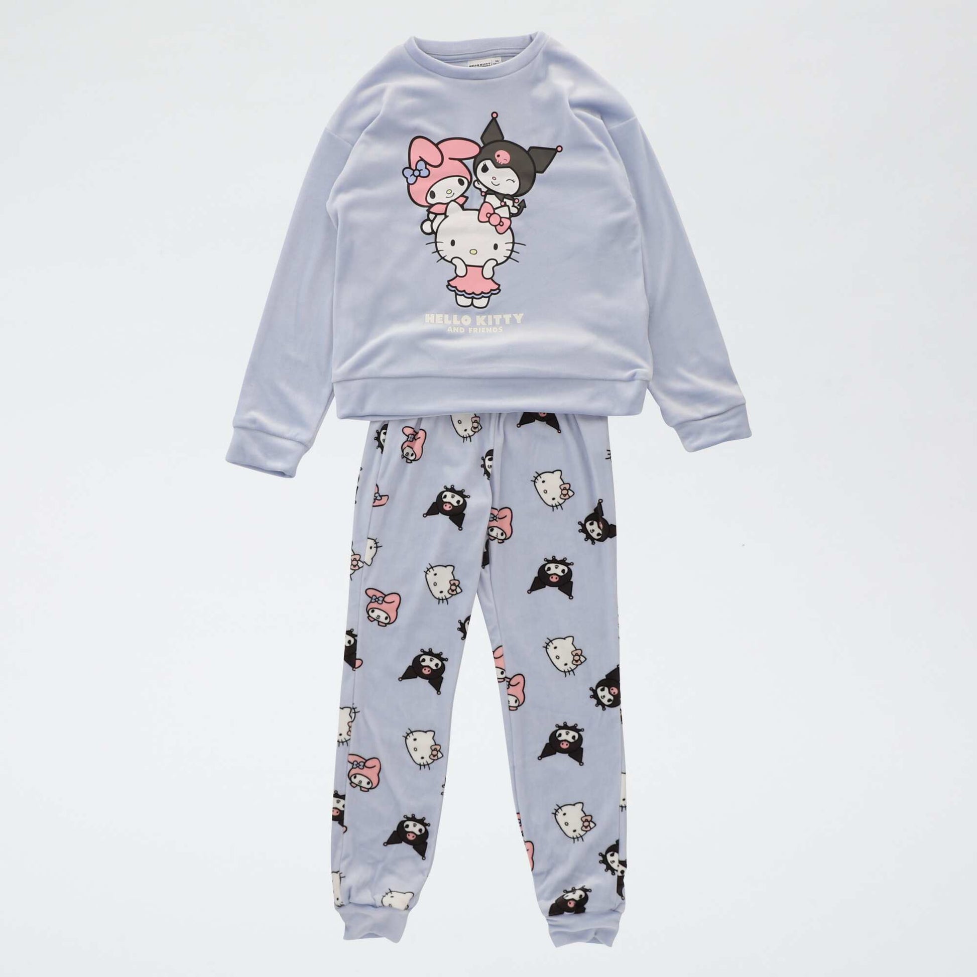 Ensemble de pyjama long en polaire 'Kuromi' 'Hello Kitty' - 2 pièces BLEU
