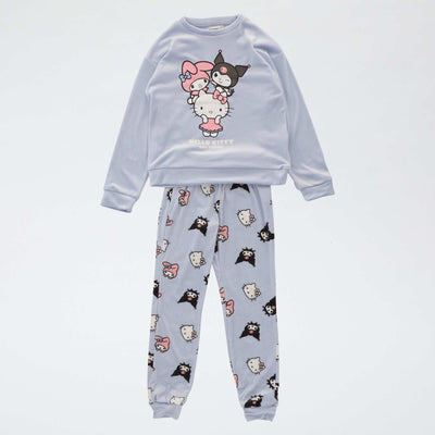 Ensemble de pyjama long en polaire 'Kuromi' 'Hello Kitty' - 2 pièces BLEU