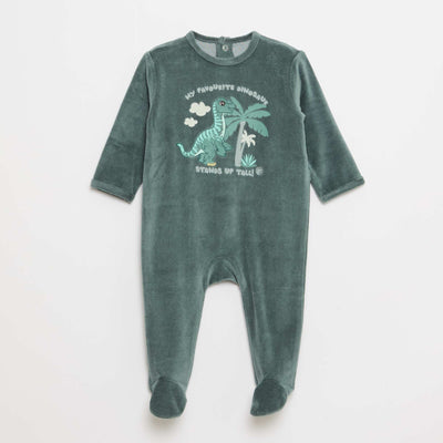 Dors bien 'Jurassic world' en velours de coton VERT