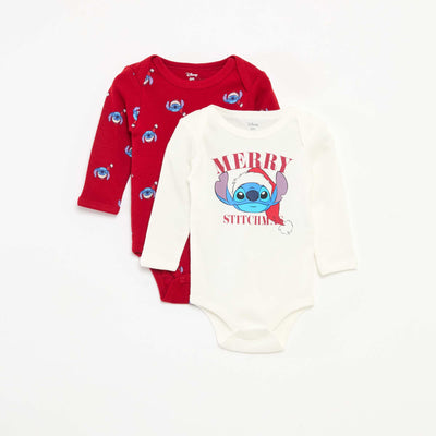 Lot de 2 bodies 'Stitch' 'Disney' ROUGE