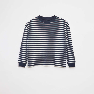 T-shirt à manches longues rayé BLEU