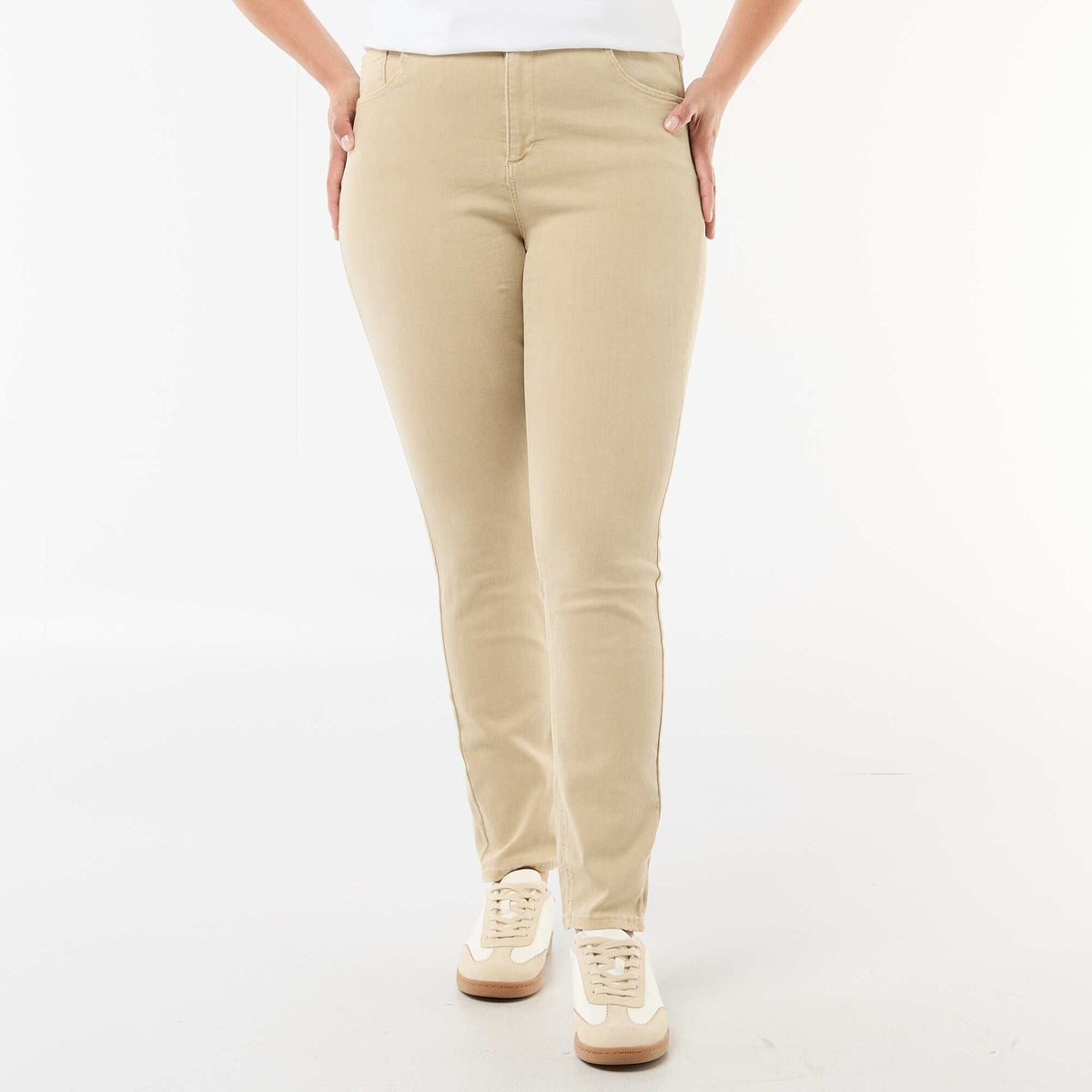 Pantalon skinny taille haute BEIGE