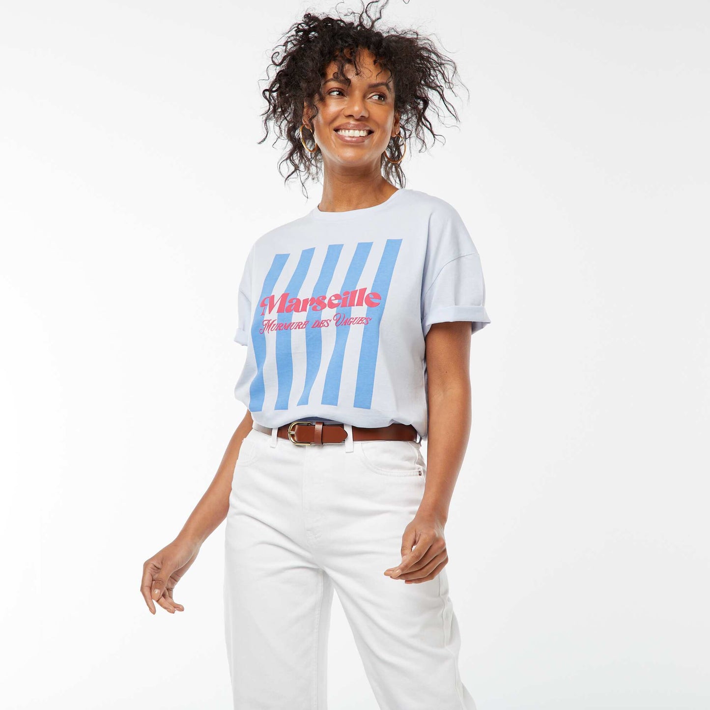 T-shirt imprimé 'Marseille' à manches courtes BLEU