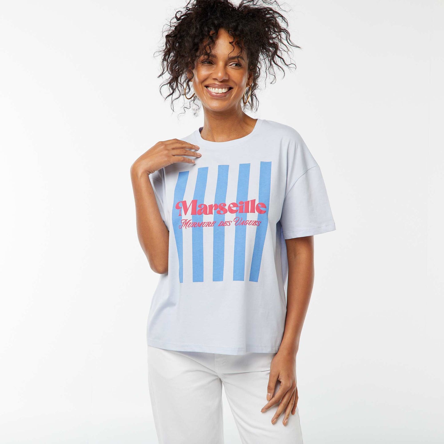 T-shirt imprimé 'Marseille' à manches courtes BLEU