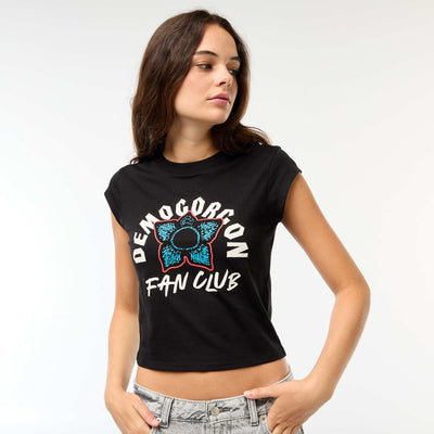 T-shirt court imprimé fantaisie NOIR