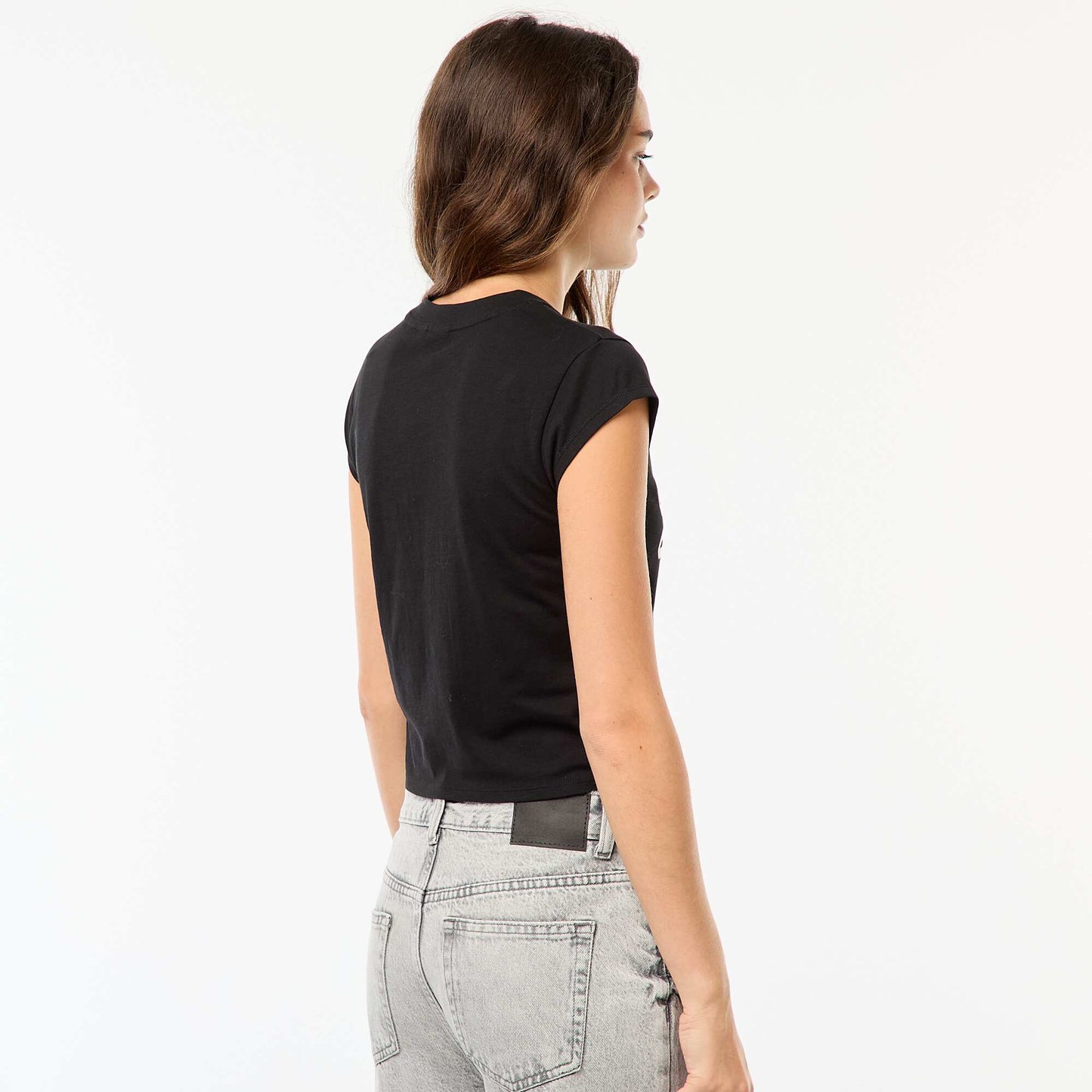 T-shirt court imprimé fantaisie NOIR