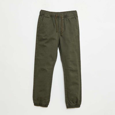 Pantalon élastiqué en coton KAKI