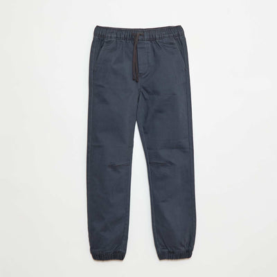Pantalon élastiqué en coton NOIR
