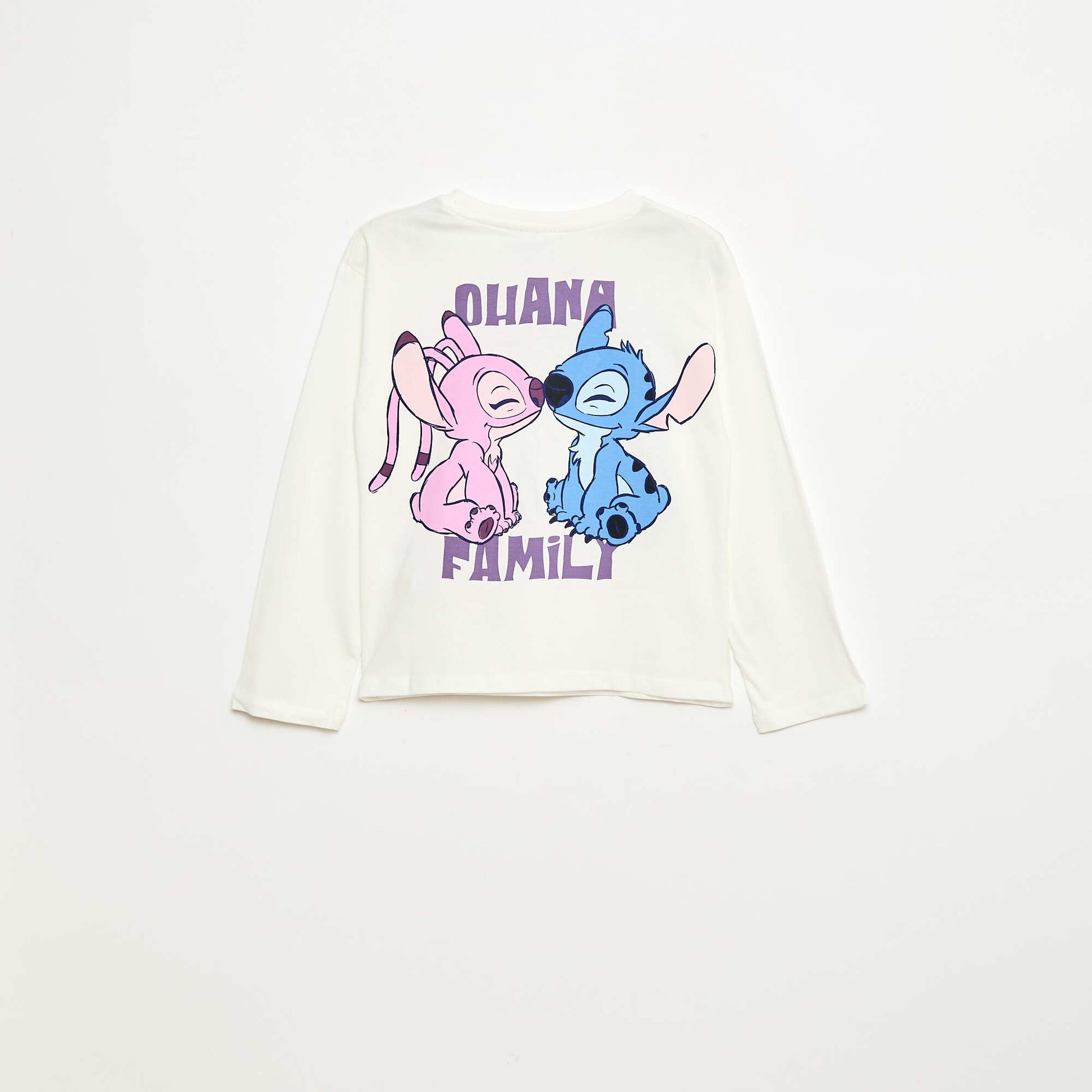 T-shirt manche longue 'Stitch' 'Disney' imprimé recto verso BLANC