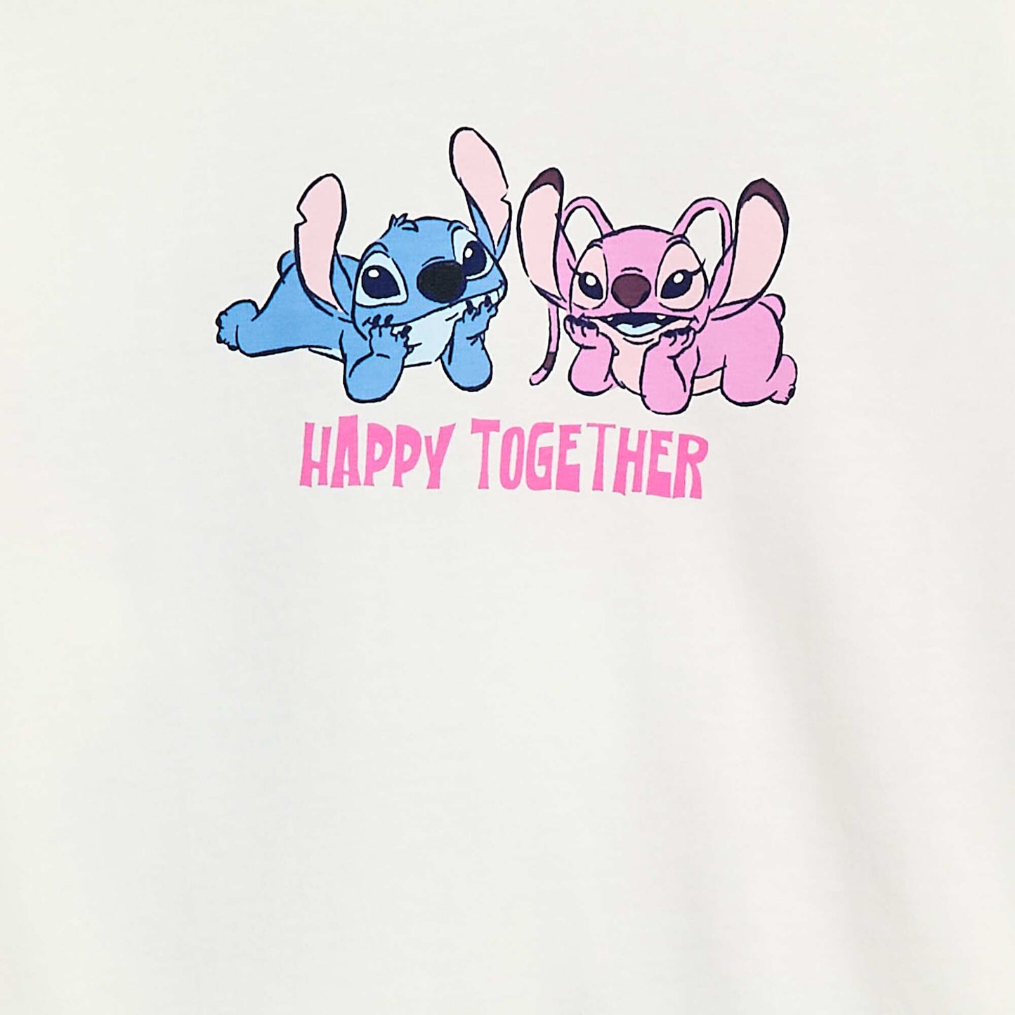 T-shirt manche longue 'Stitch' 'Disney' imprimé recto verso BLANC