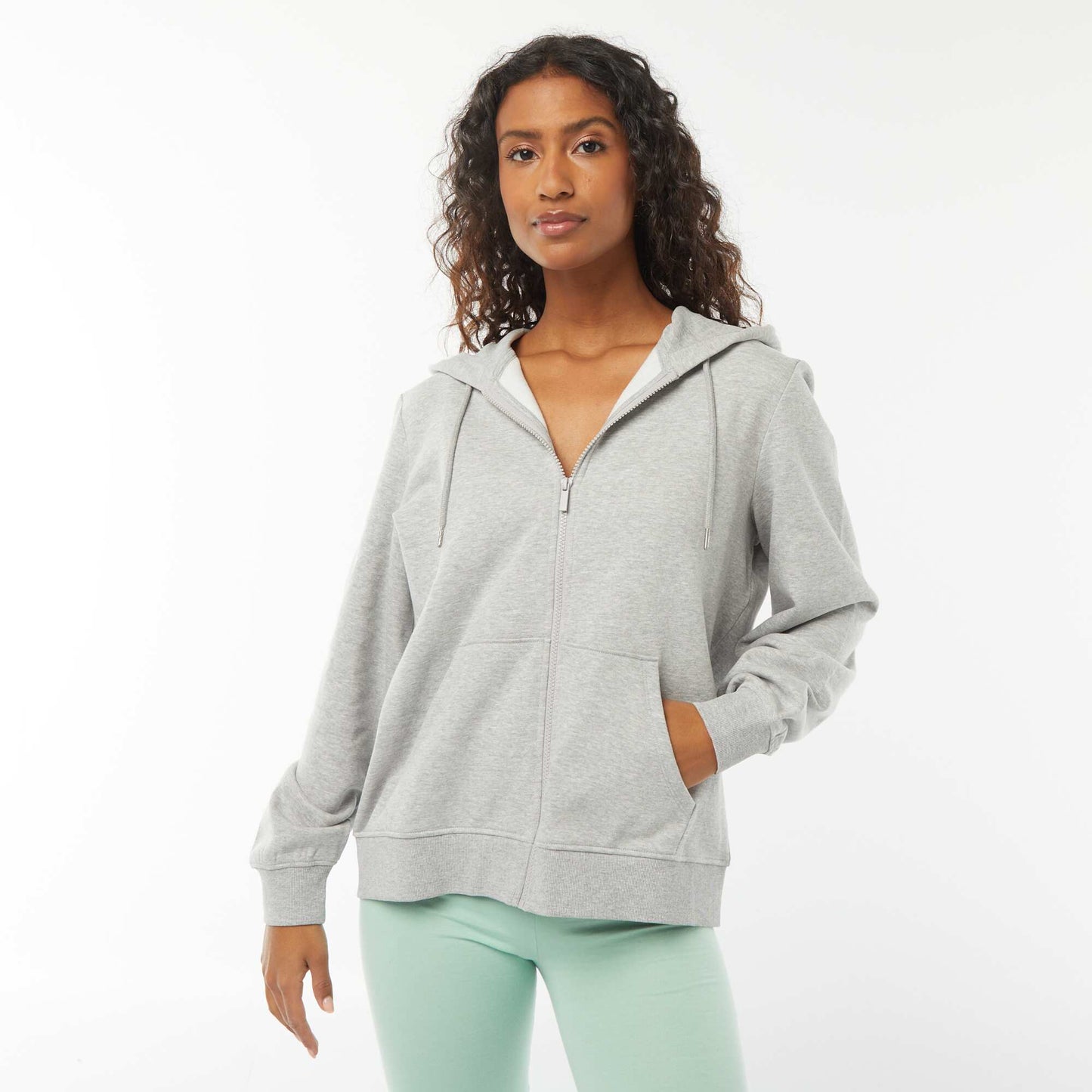 Sweat zippé à capuche basique GRIS