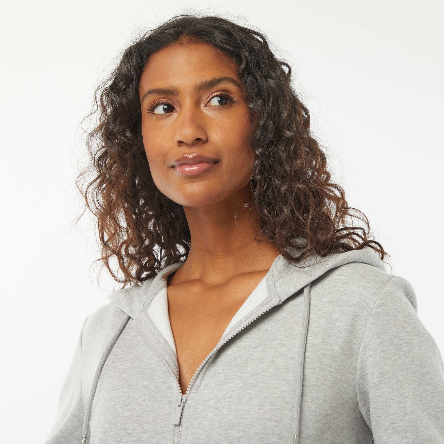 Sweat zippé à capuche basique GRIS