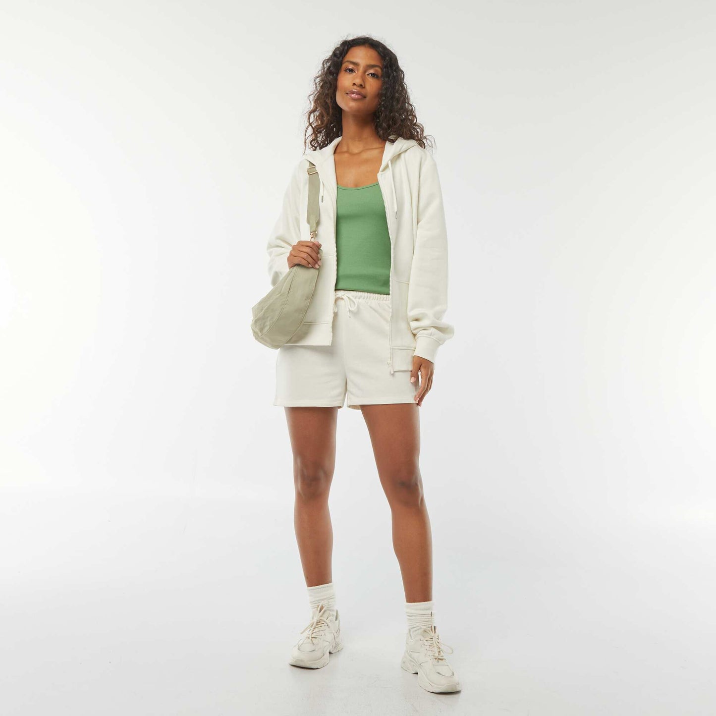 Sweat zippé à capuche basique BLANC