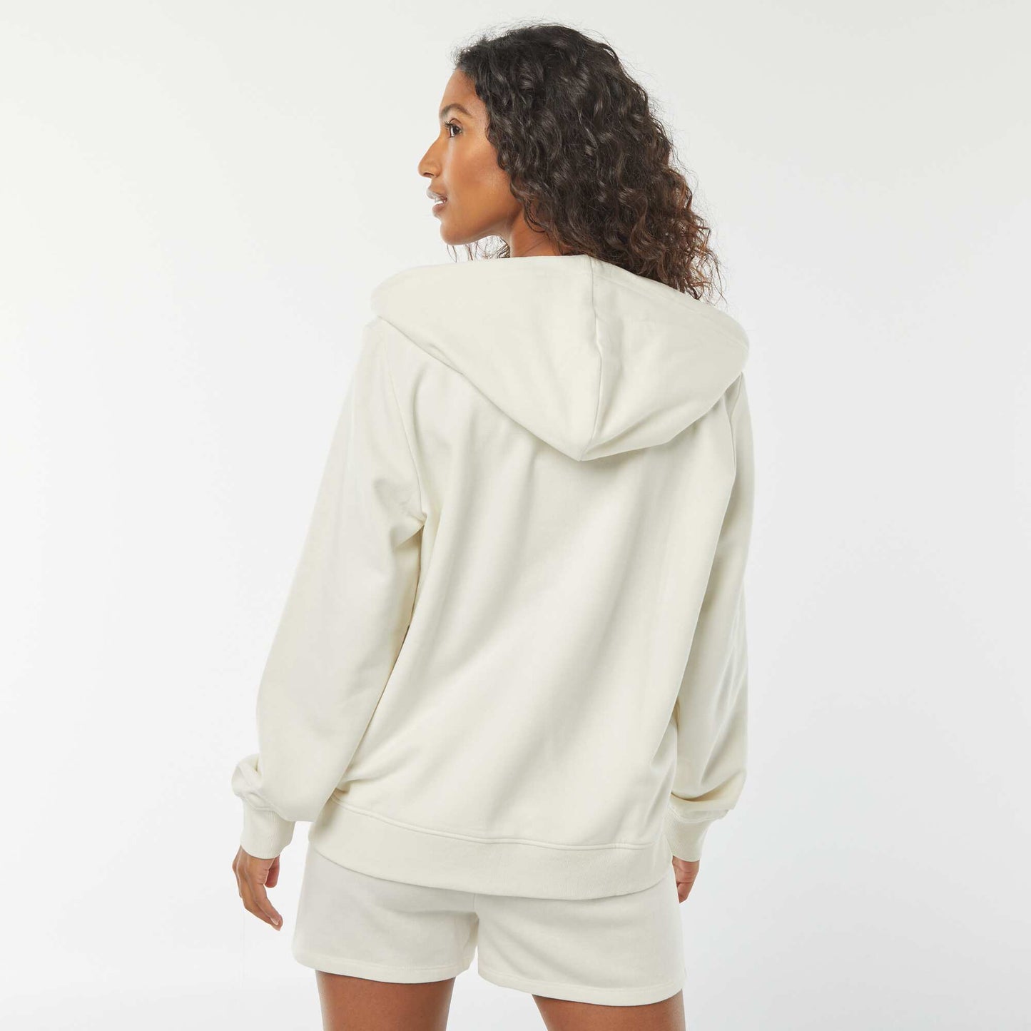 Sweat zippé à capuche basique BLANC