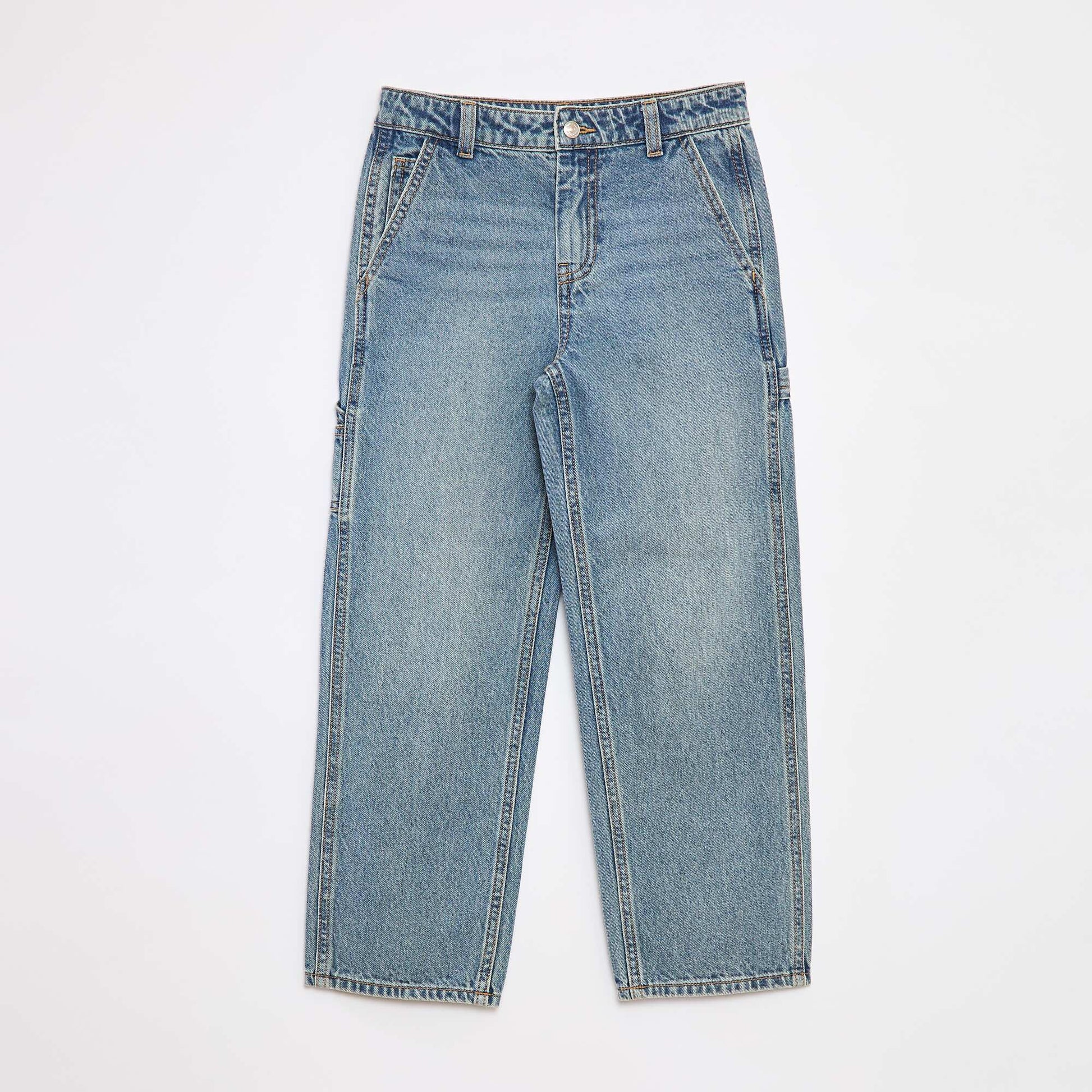 Pantalon denim relaxed fit BLEU