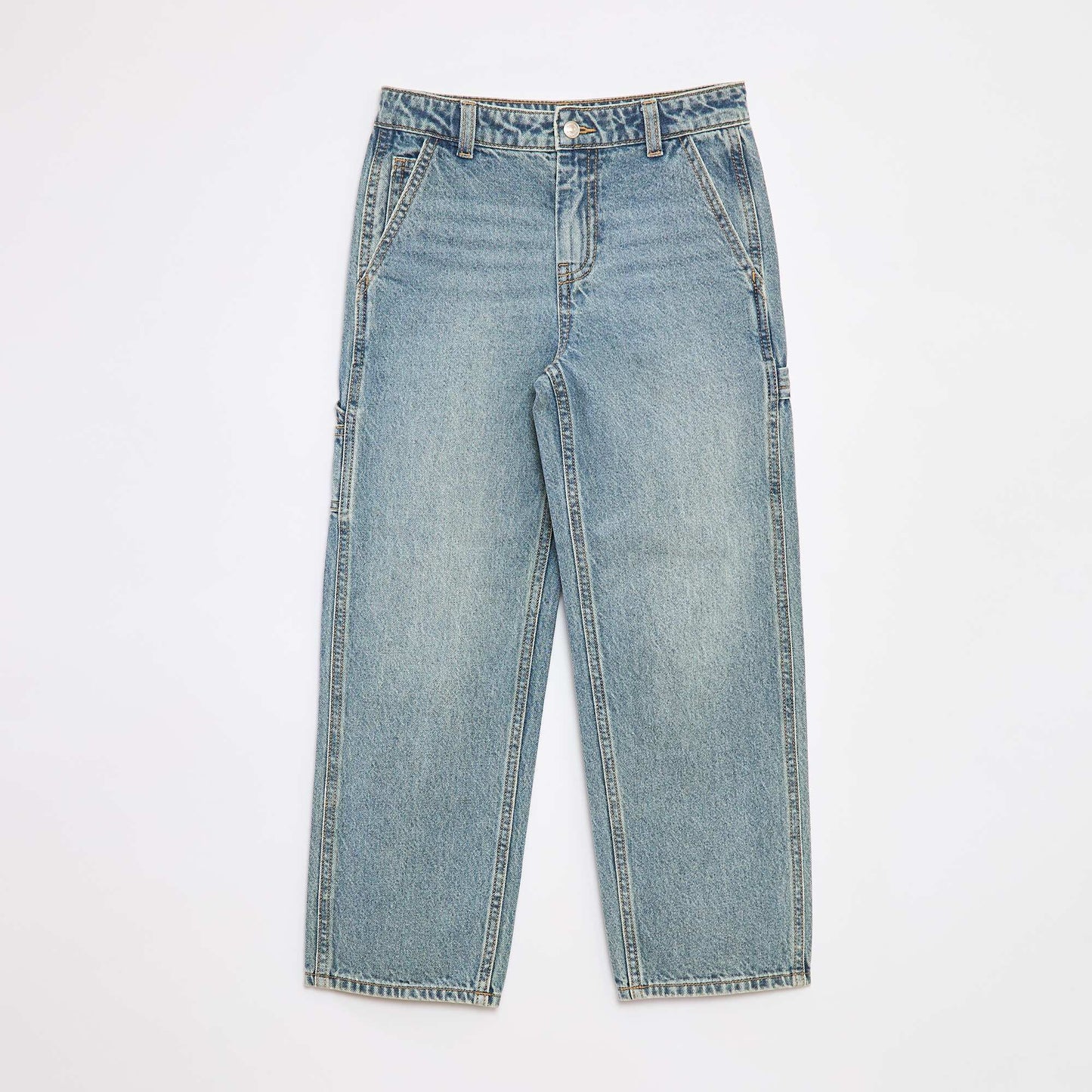 Pantalon denim relaxed fit BLEU