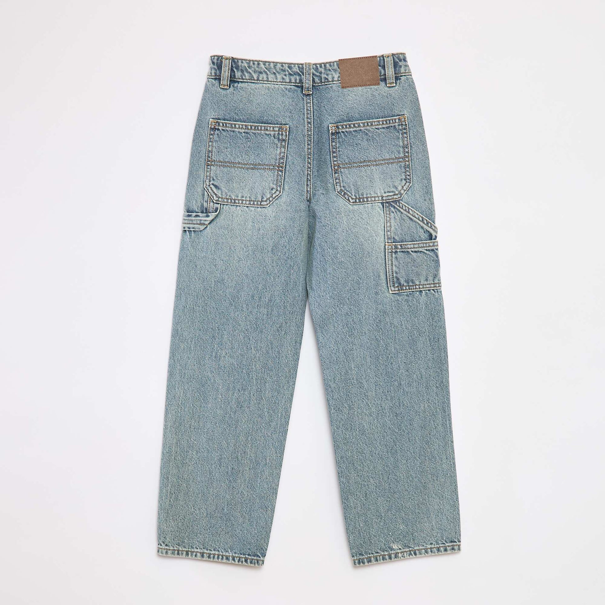 Pantalon denim relaxed fit BLEU