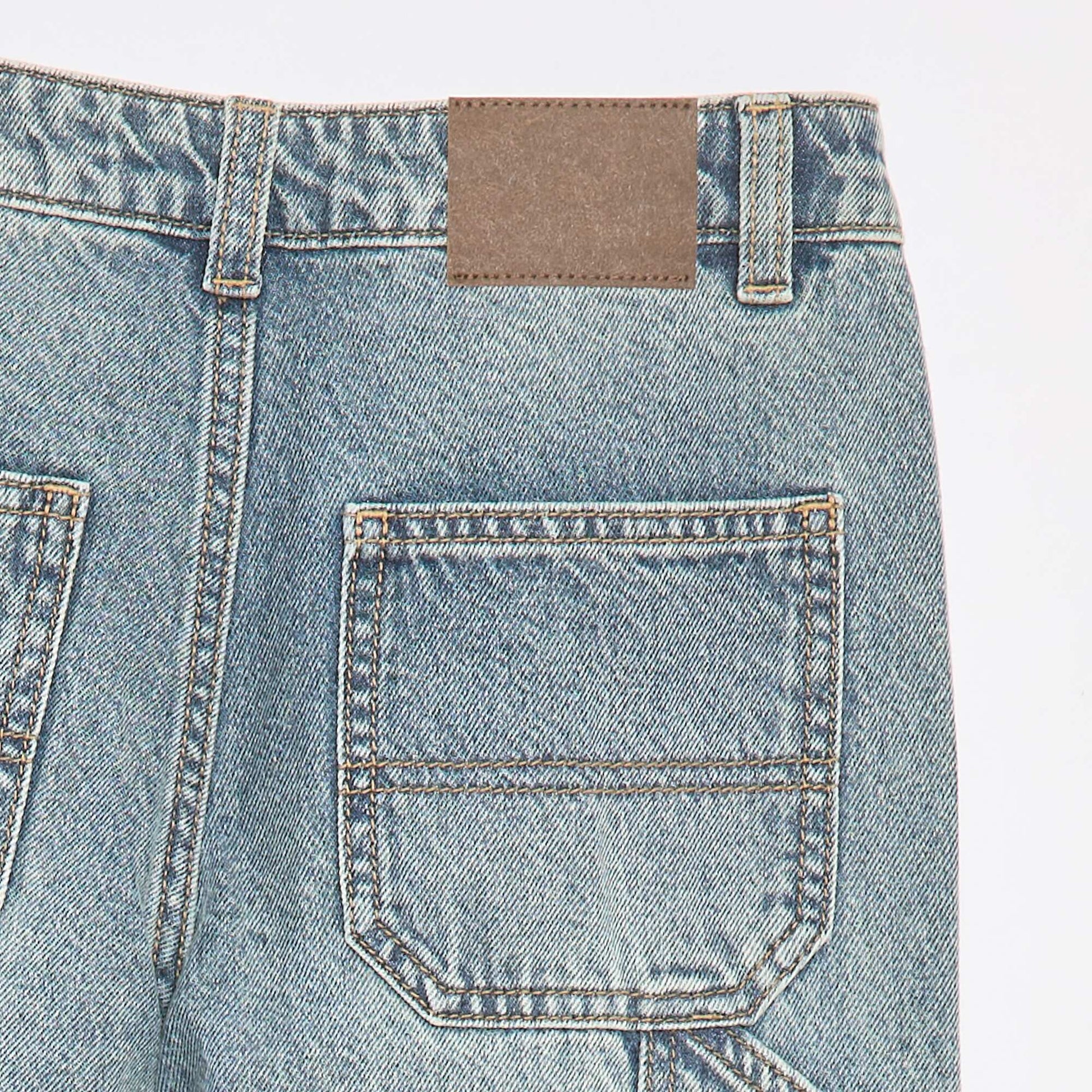 Pantalon denim relaxed fit BLEU