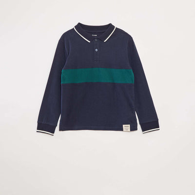 Polo en maille jersey style rugby BLANC