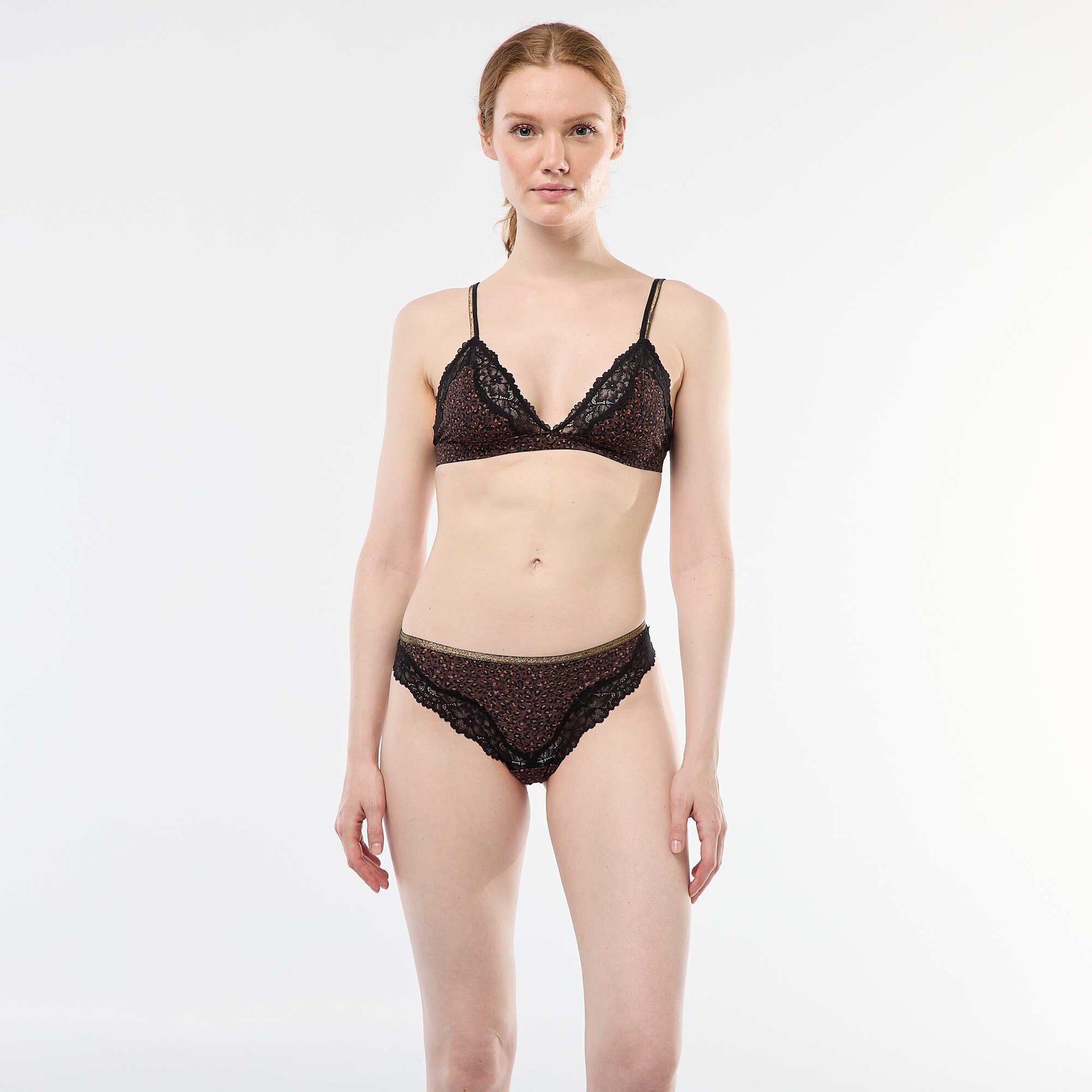 Tanga en microfibre imprimé MARRON