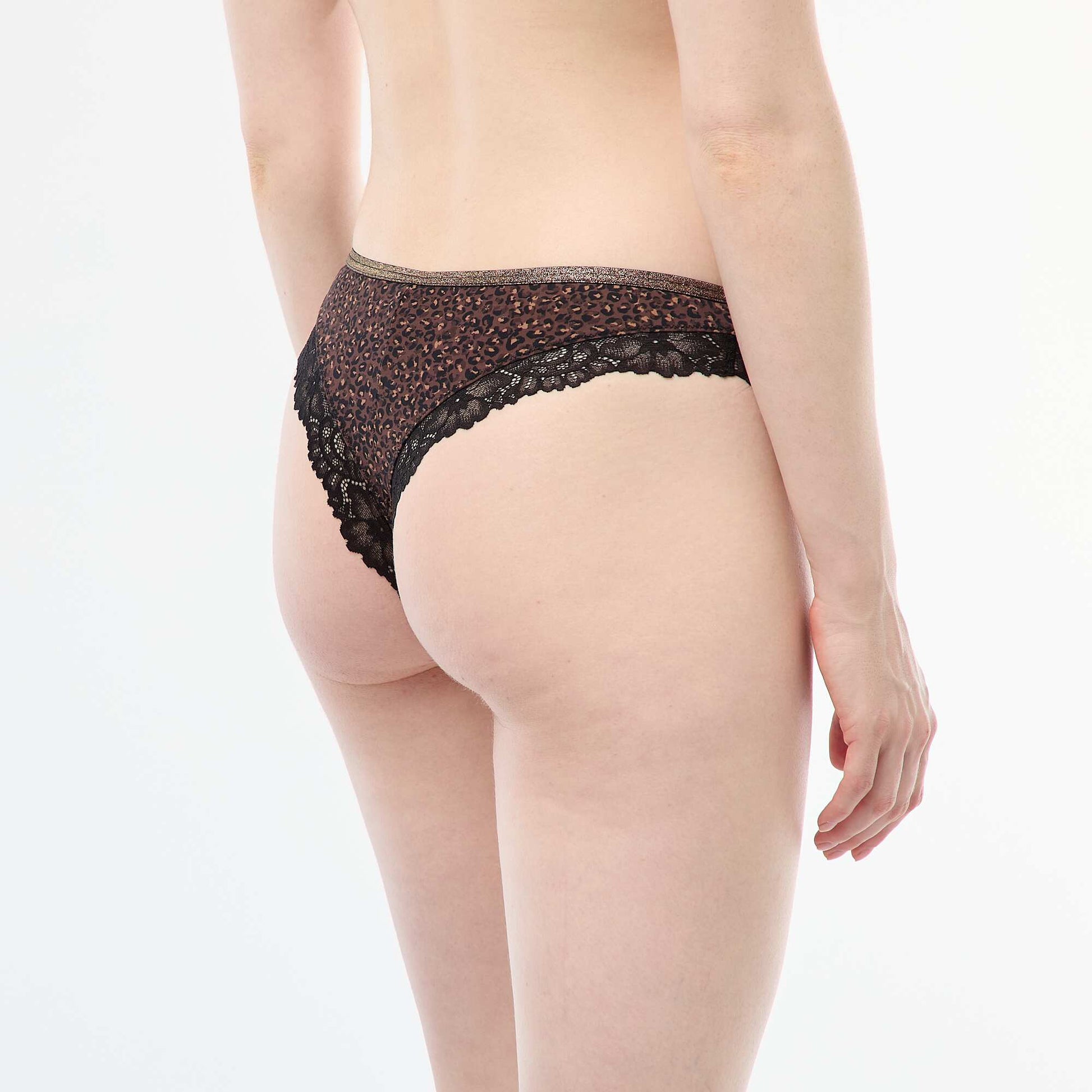 Tanga en microfibre imprimé MARRON