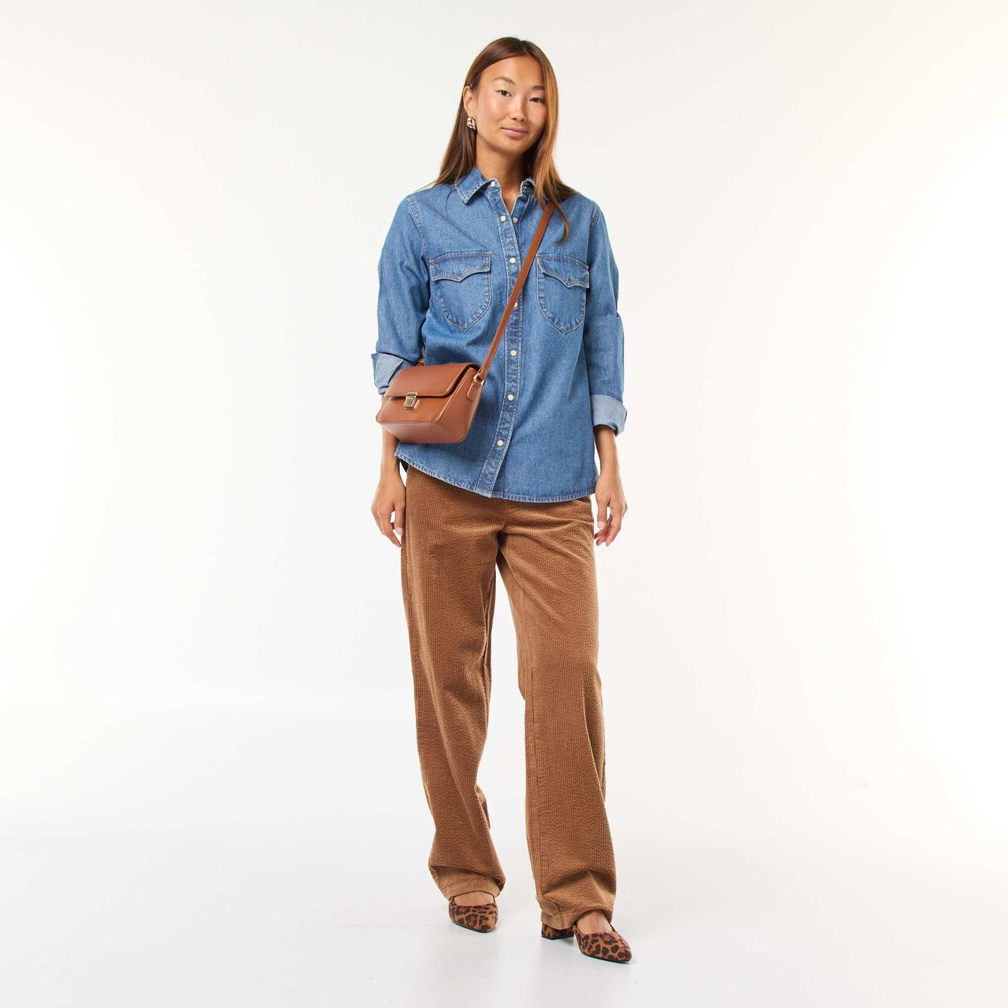 Chemise en jean avec poches à rabat BLEU