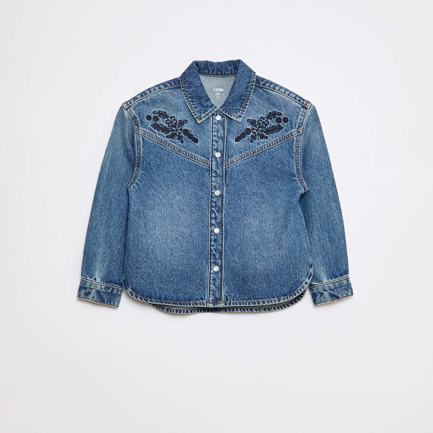 Chemise en jean avec broderies BLEU