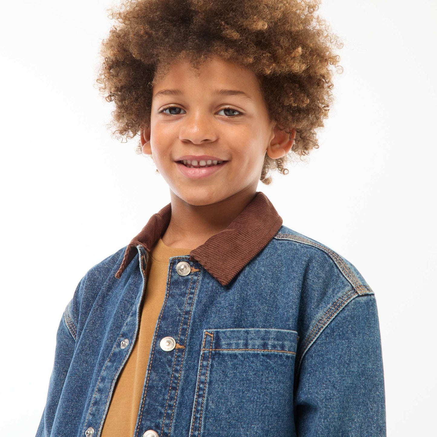Surchemise en jean avec col en velours BLEU