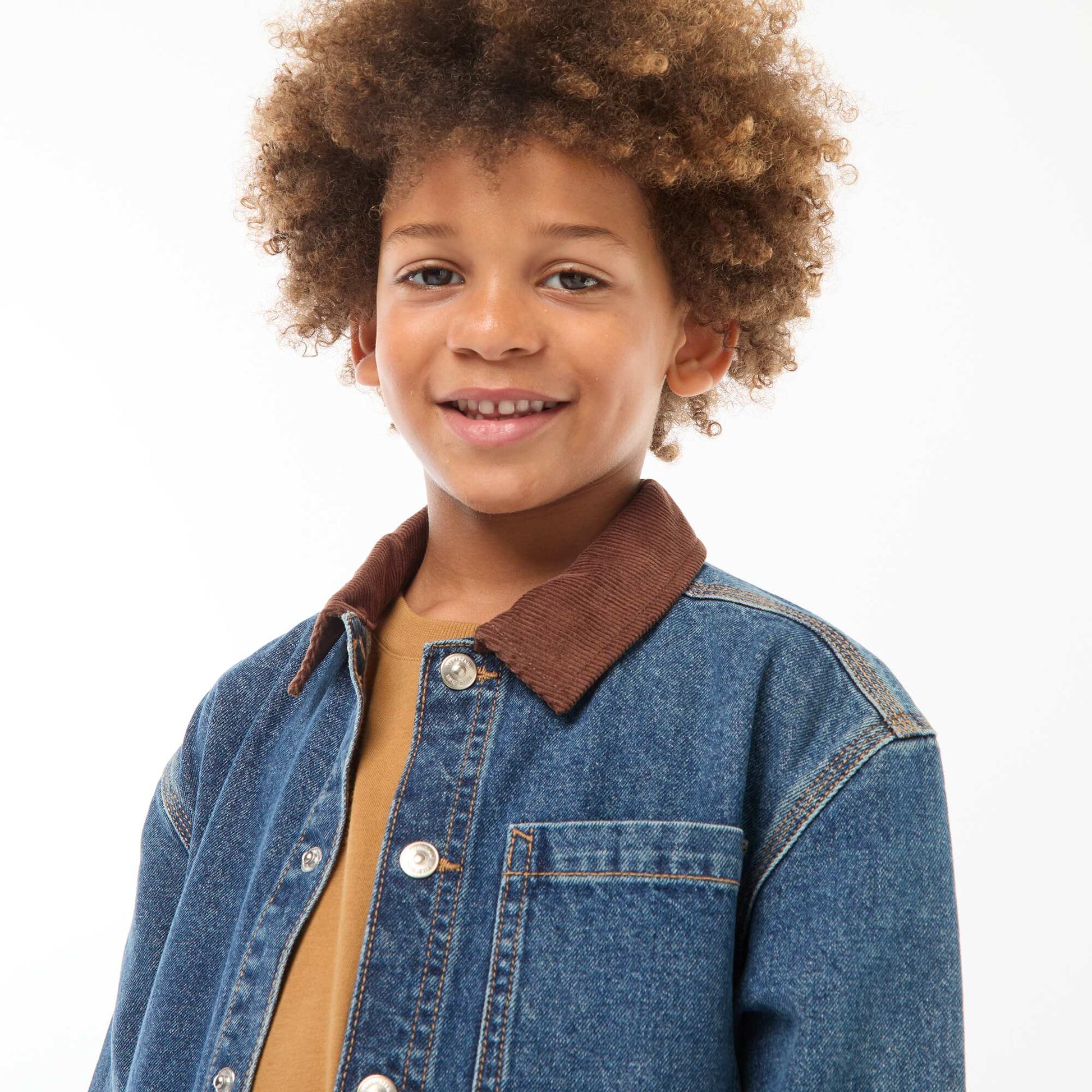 Surchemise en jean avec col en velours BLEU