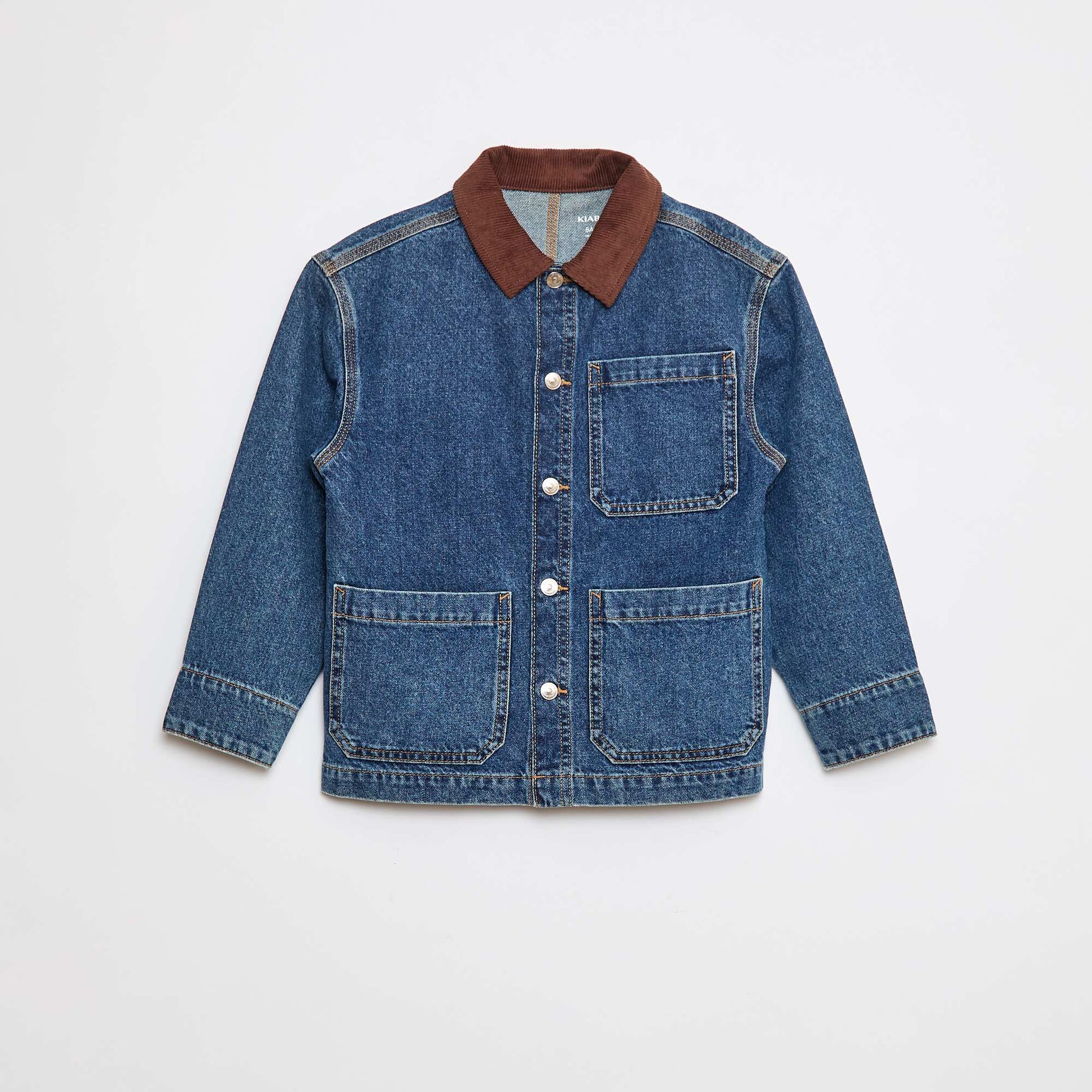 Surchemise en jean avec col en velours BLEU