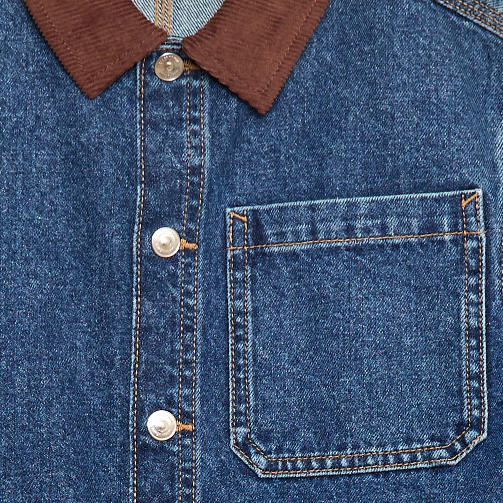 Surchemise en jean avec col en velours BLEU