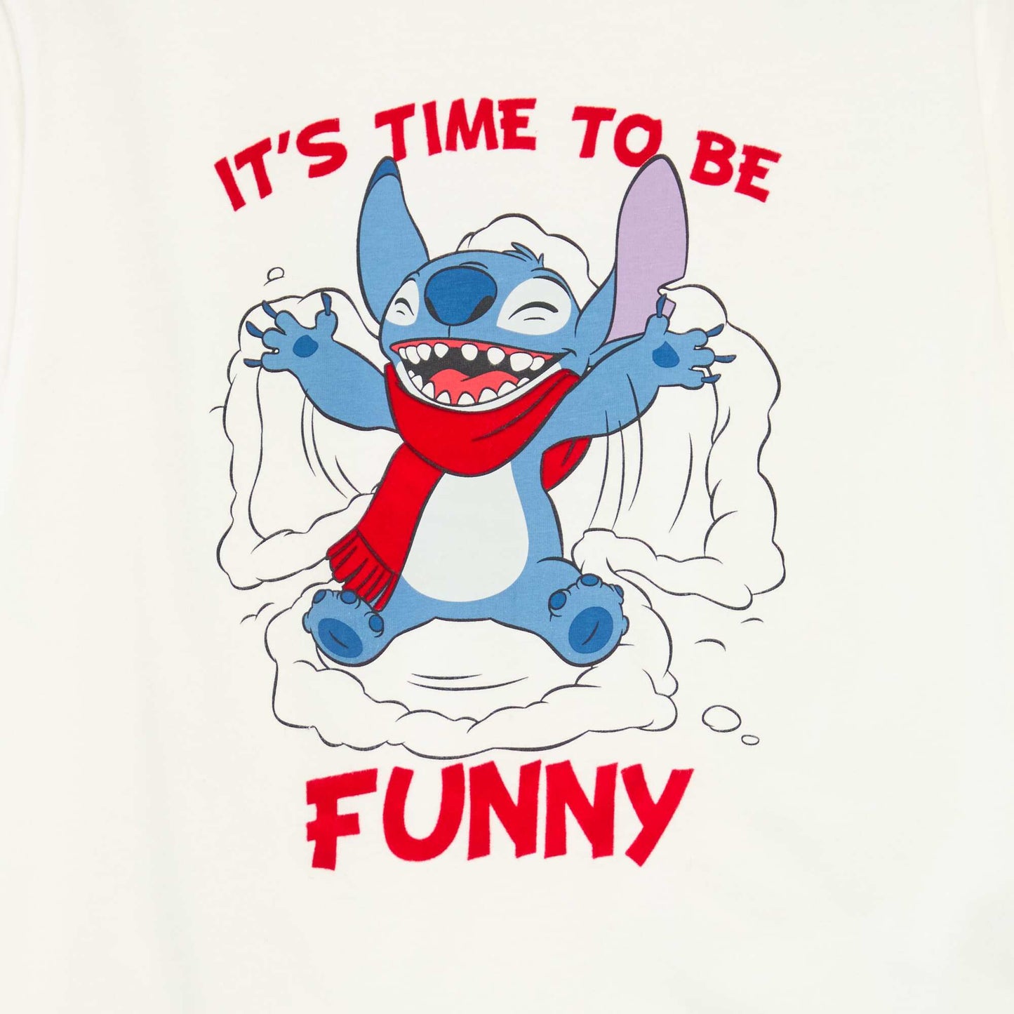 T-shirt de Noël 'Disney' 'Stitch' en jersey coton BLANC