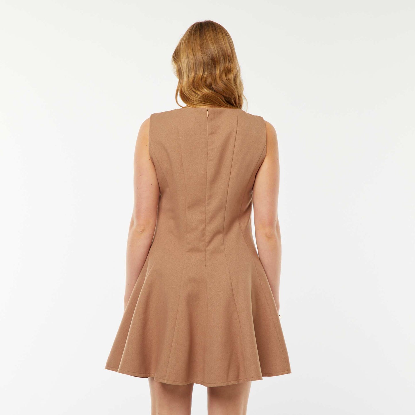 Robe courte ajustée sans manches BEIGE