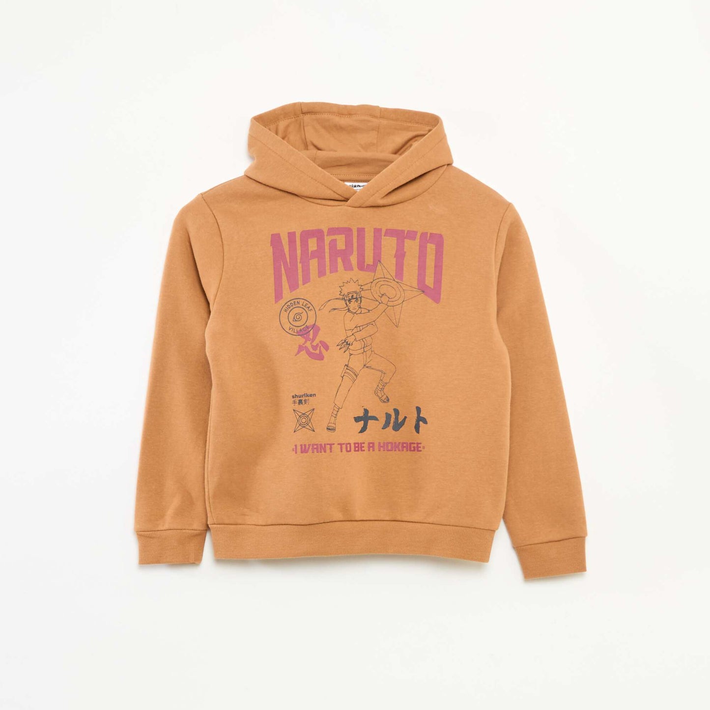 Sweat à capuche 'Naruto' en polaire coton MARRON