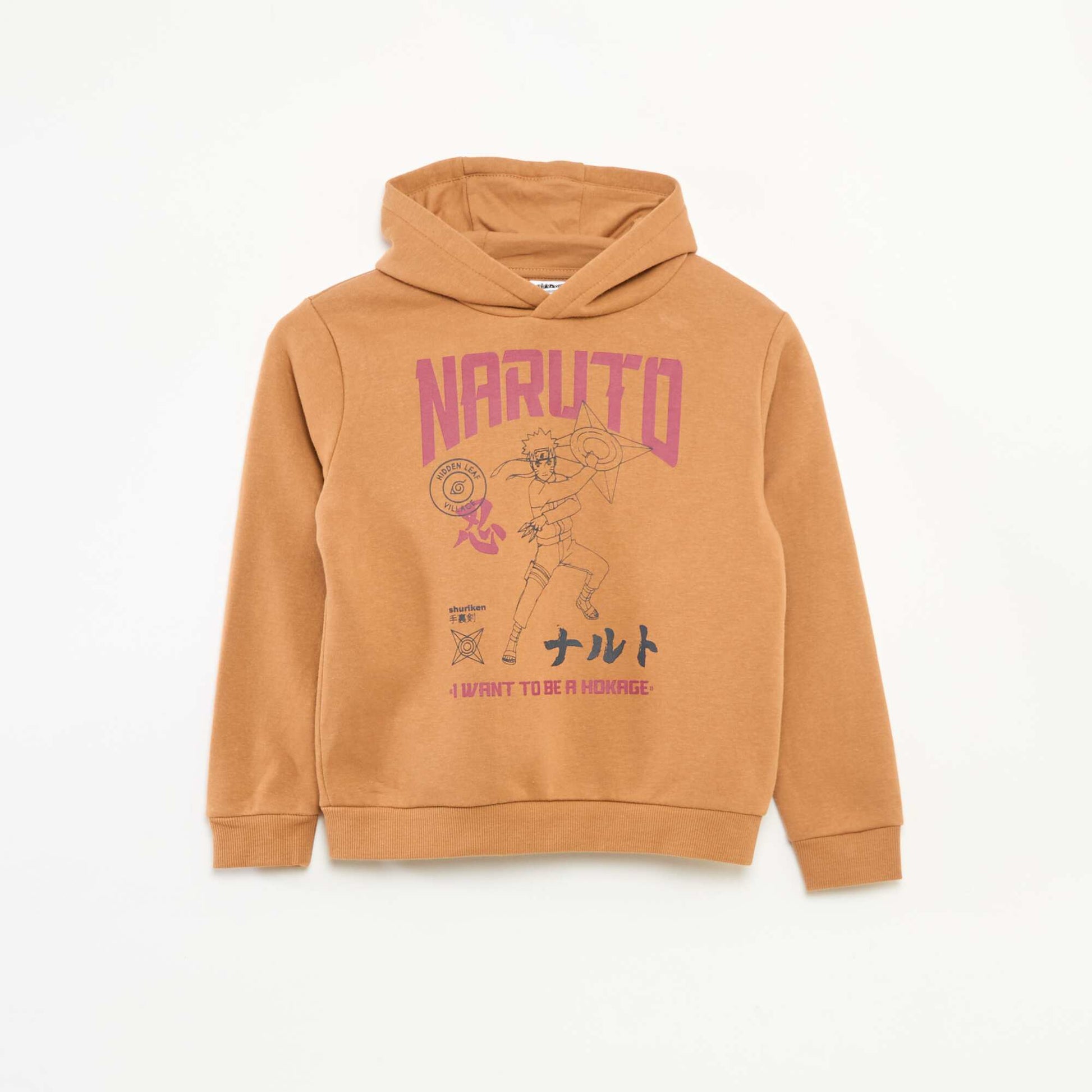 Sweat à capuche 'Naruto' en polaire coton MARRON