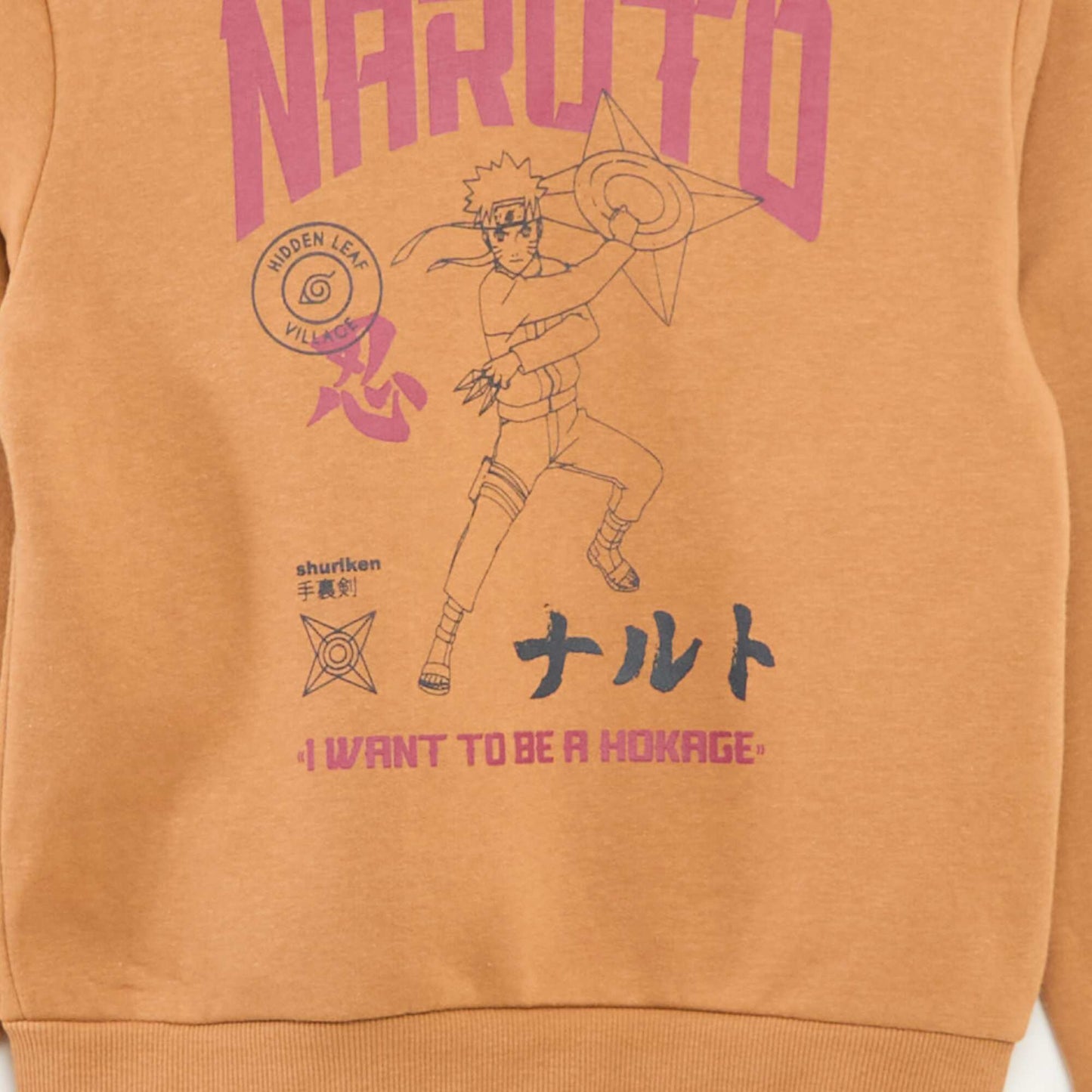 Sweat à capuche 'Naruto' en polaire coton MARRON