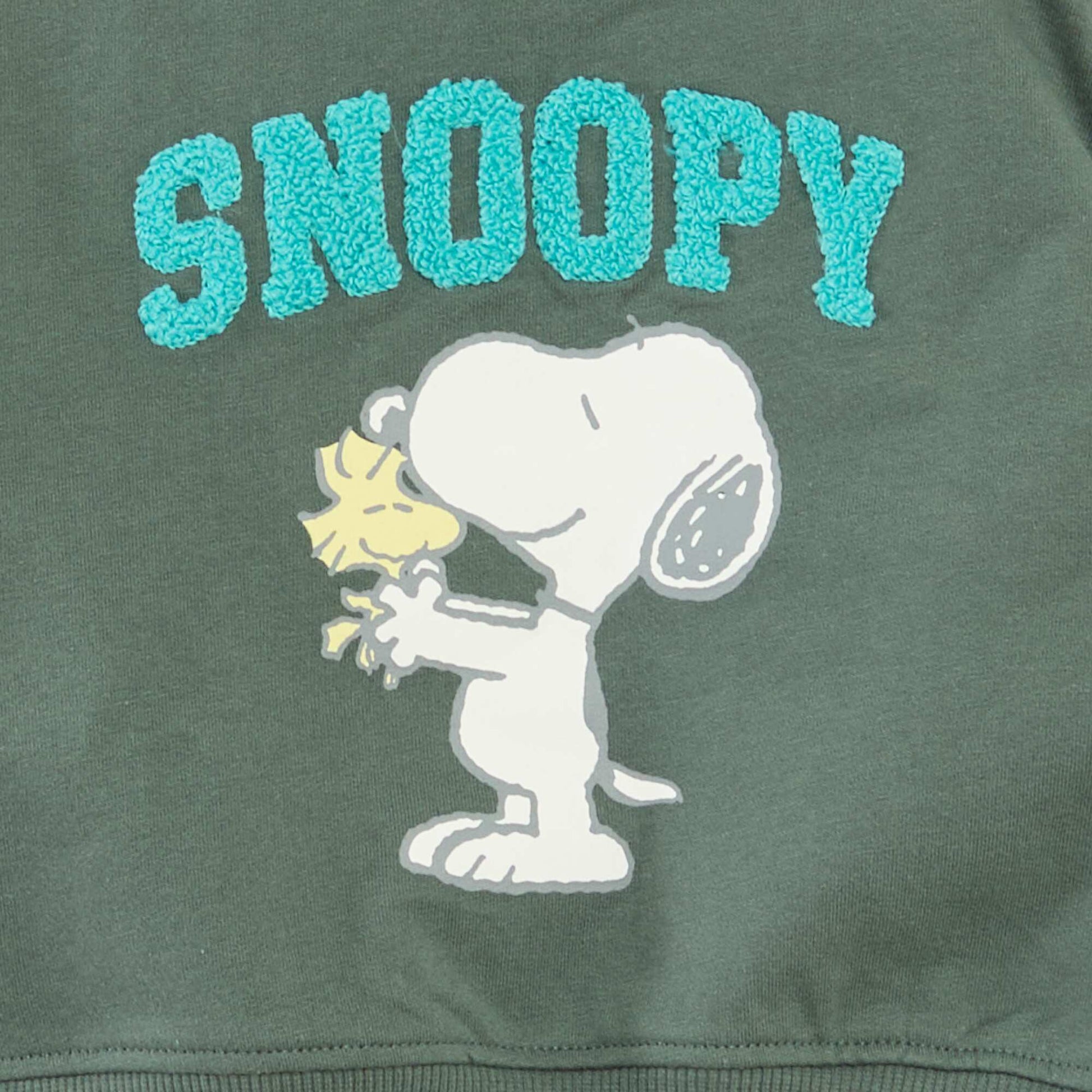 Sweat imprimé animé 'Snoopy' en polaire coton VERT