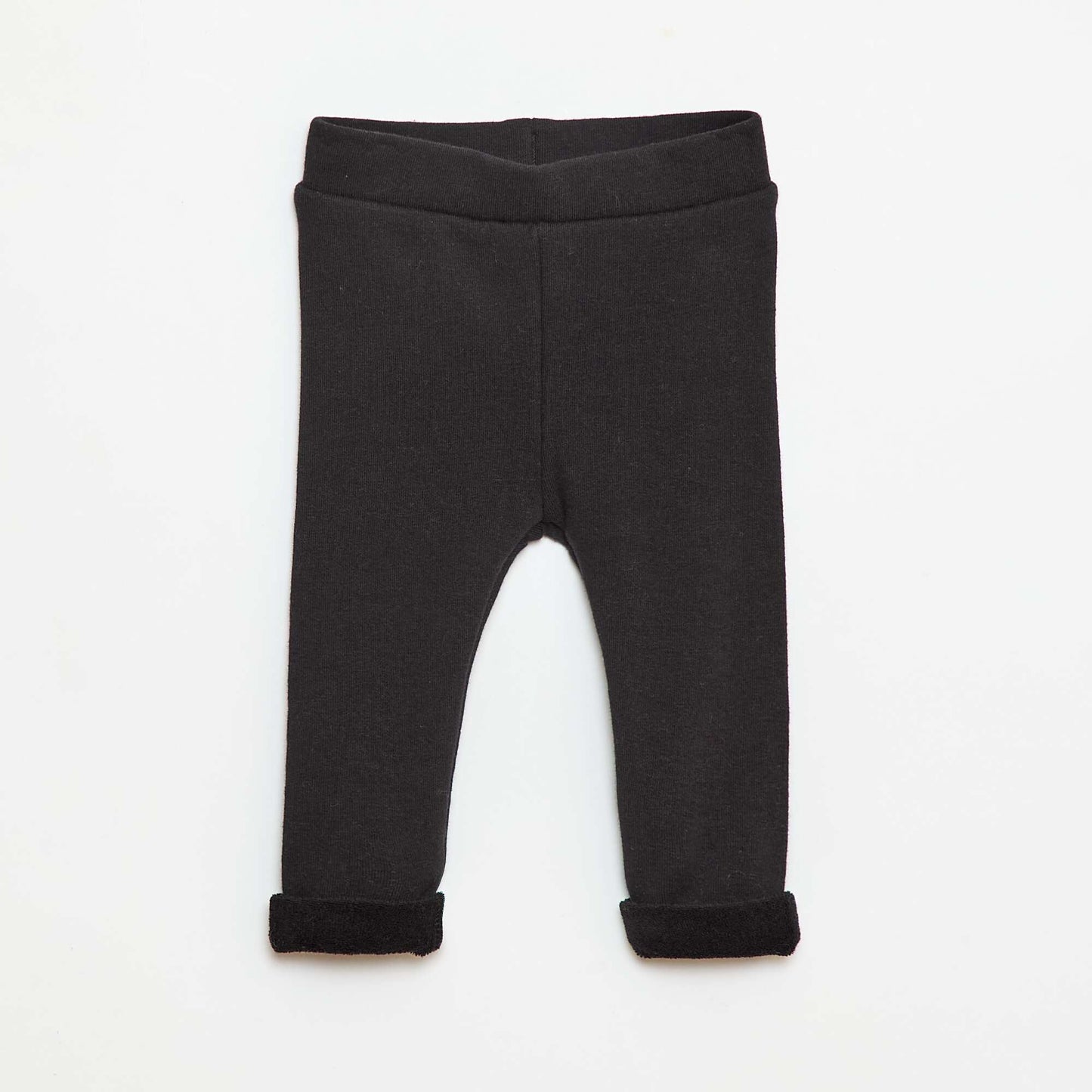 Legging tricot gratté en coton uni NOIR